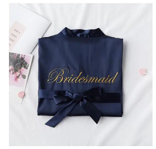 Bride & Bridesmaid Robe with Lettering – Sling Cami Dress Wedding Gift for Bride, Mother, or Sister