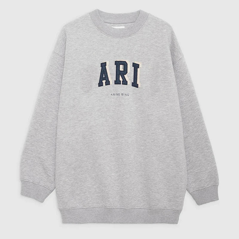 Women's Classic Letter Sweatshirt – Casual Cotton Crew Neck Pullover Hoodie