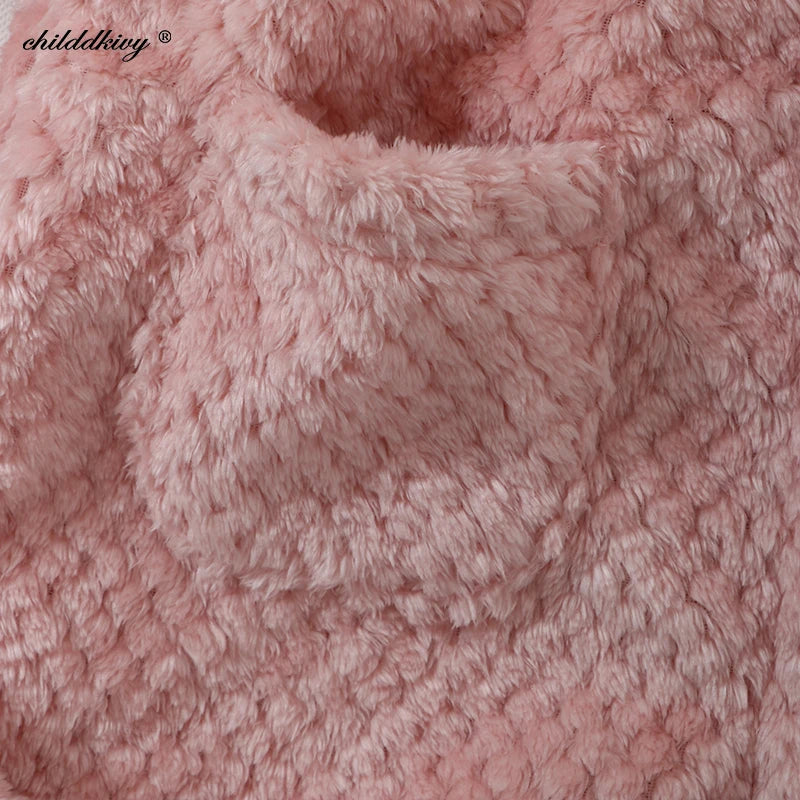 Soft Children Flannel Pajamas Autumn and Winter Pajamas for Girl Warm Kids Bathrobe Boy Sleepwear 4-16Y