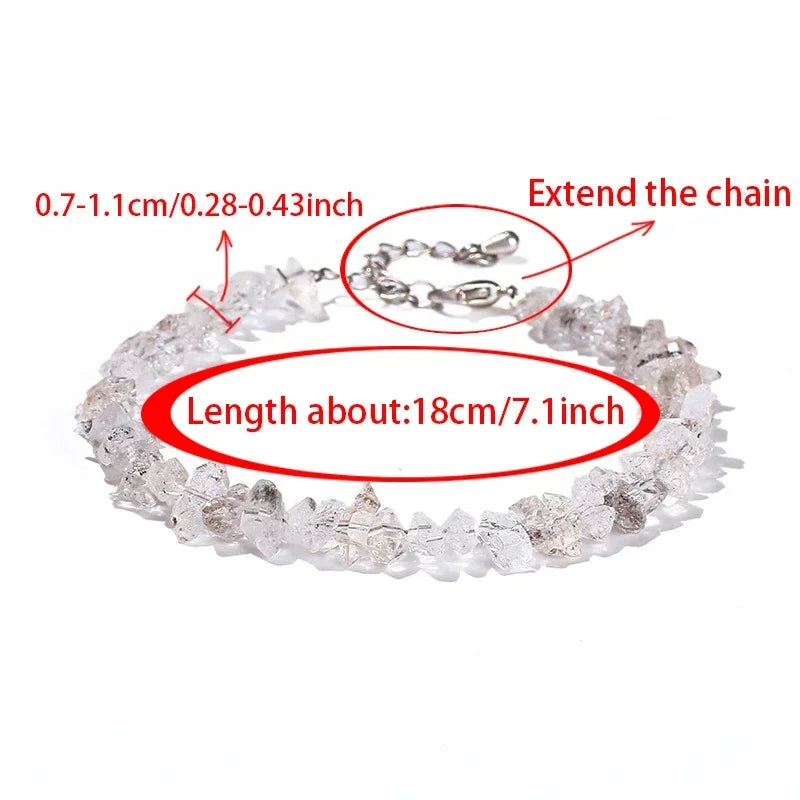Crystal & Gemstone Herkimer Diamond Bracelet — Double-Pointed Quartz Hand Chain Jewelry — view 6 of crystal & gemstone