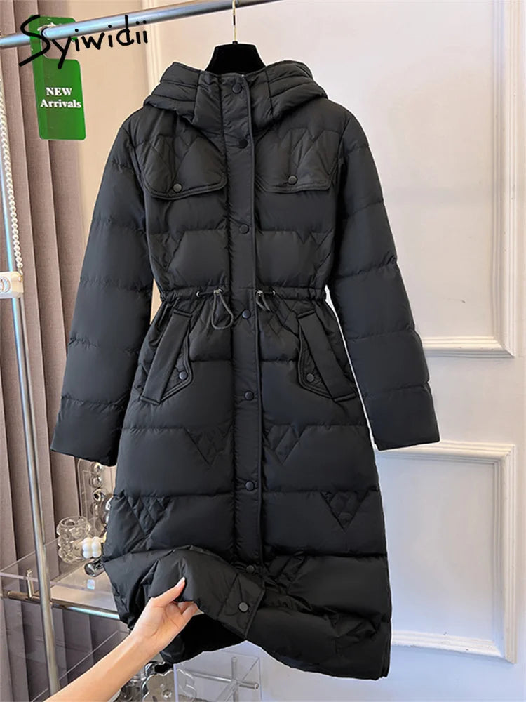 Syiwidii Long 90 White Duck Down Jacket Women 2024