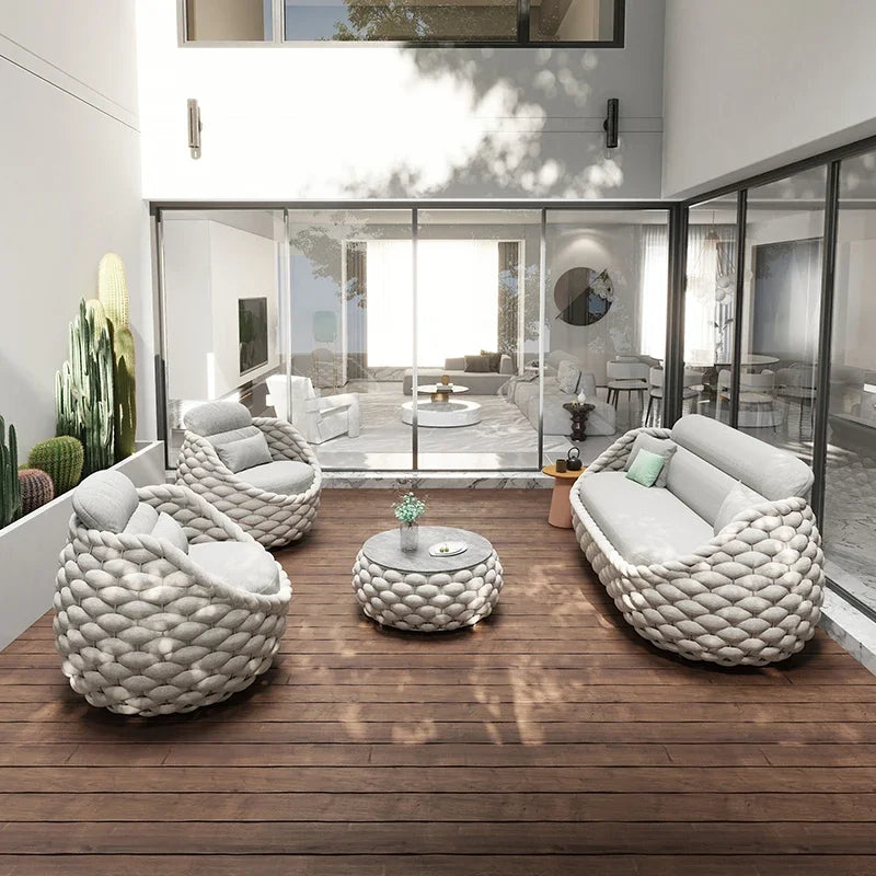 Modern luxury design aluminum outdoor furniture set outdoor lounge furniture, wicker outdoor furniture
