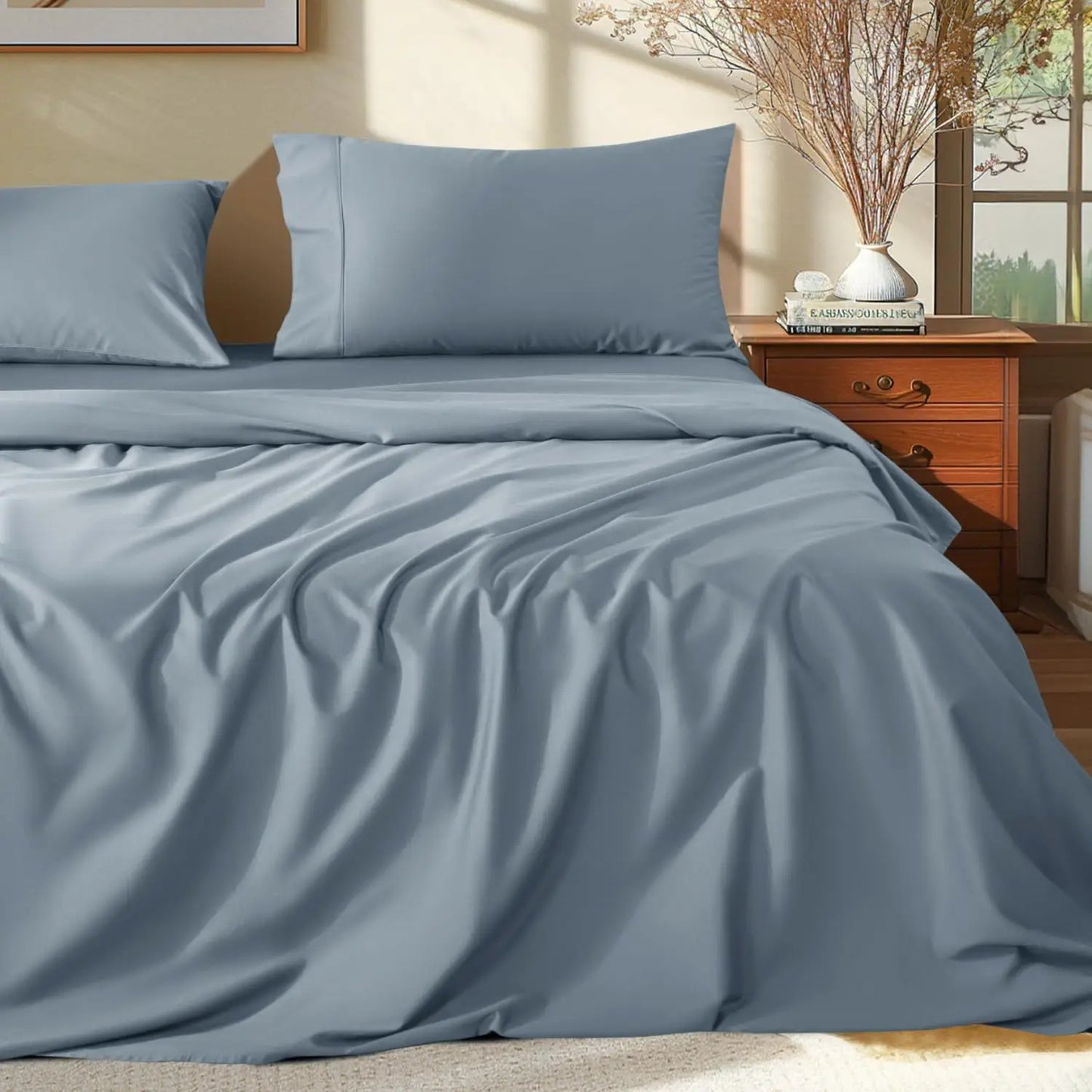 100% Egyptian Cotton Sheets Set - 1000 Thread Count,Luxury Cotton Bed Sheets,Breathable & Cooling Bedding