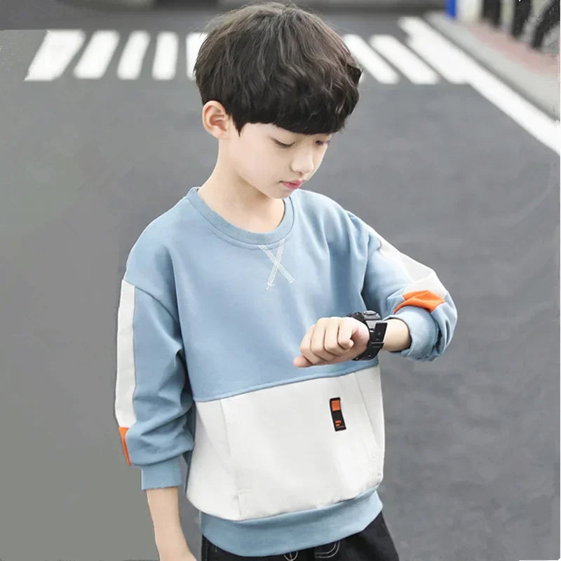 2025 Boys’ Cotton Hoodie Sweatshirt – Windproof Spring & Autumn Kids' Outwear for School