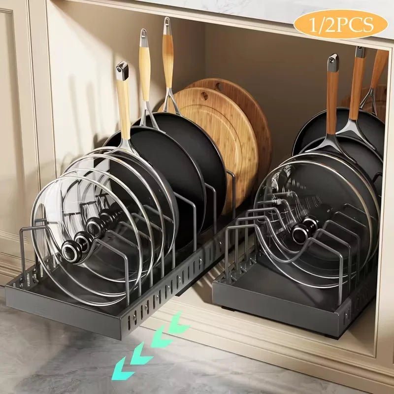 Pull-Out Cabinet Organizer, Sliding Pot Lid & Pan Rack — product photo 8