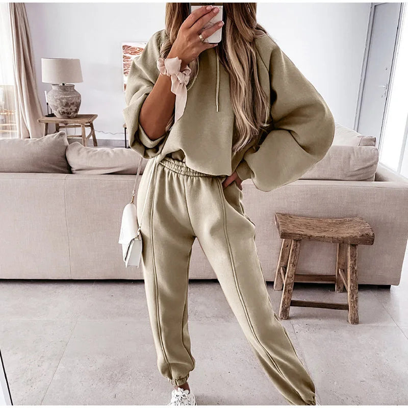 Oversized Fleece Tracksuit — Women’s Winter 2-Piece Hooded Long-Sleeve Lady Suit — view 11 of tracksuits