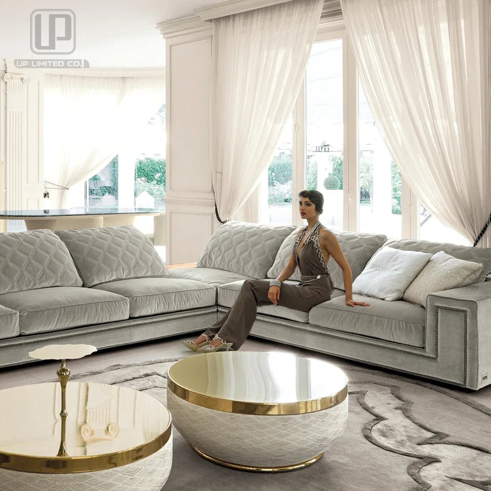 High-Quality Bespoke Corner Sectional Sofa – Luxury Long Fabric Couch for Modern Homes