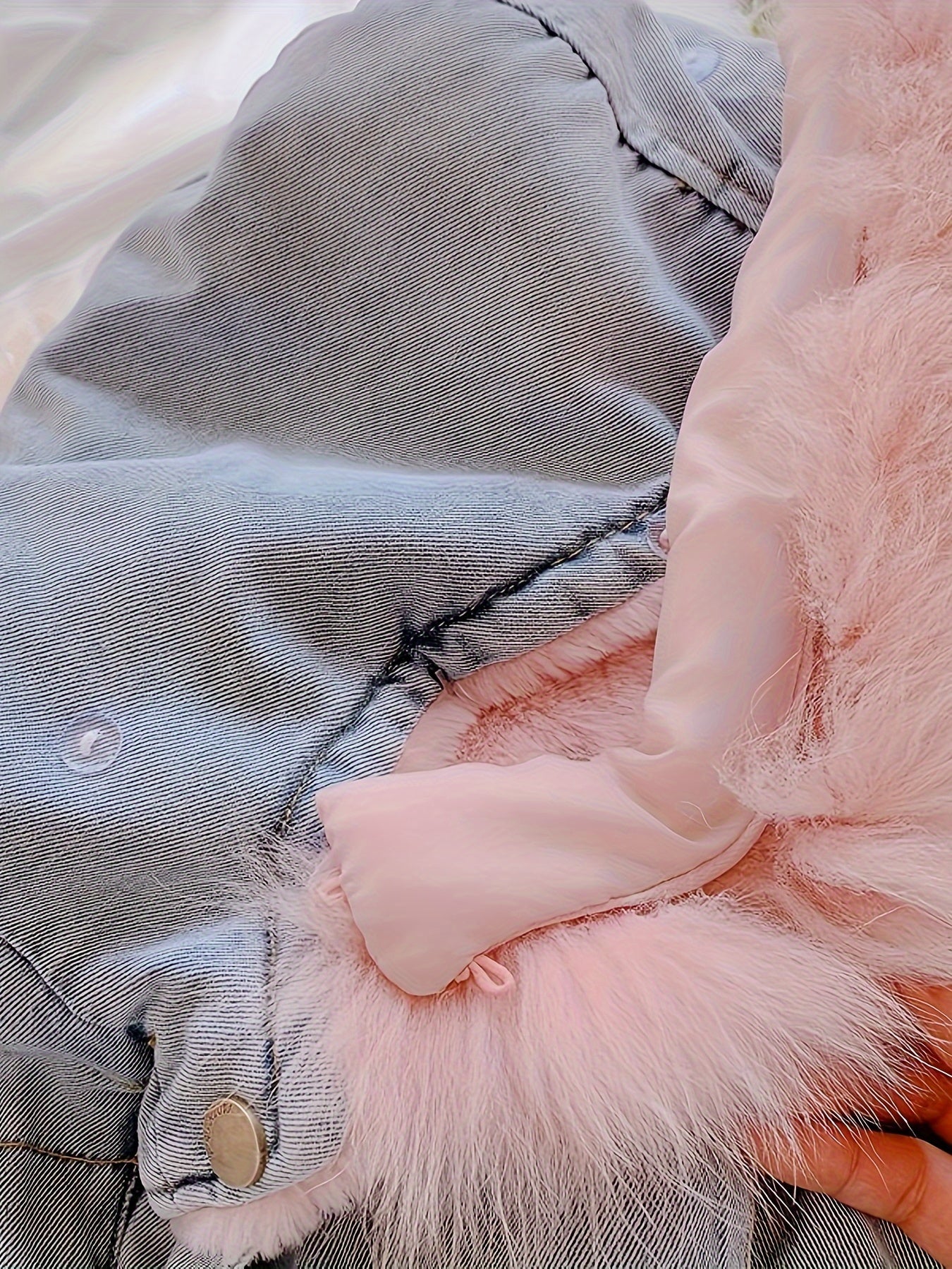 2024 Holly Oversized Denim Fur Hooded Winter Coat Jacket - Soft Faux Fur Lined, Water Resistant, Thicken Padded, Adjustable Hood, Zipper Closure, Stylish and Warm for Cold Weather