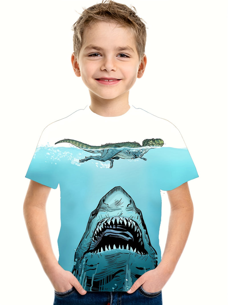 Cool 3D Shark & Dinosaur T-Shirts for Boys – Lightweight Summer Clothes — view 1 of kids' clothing