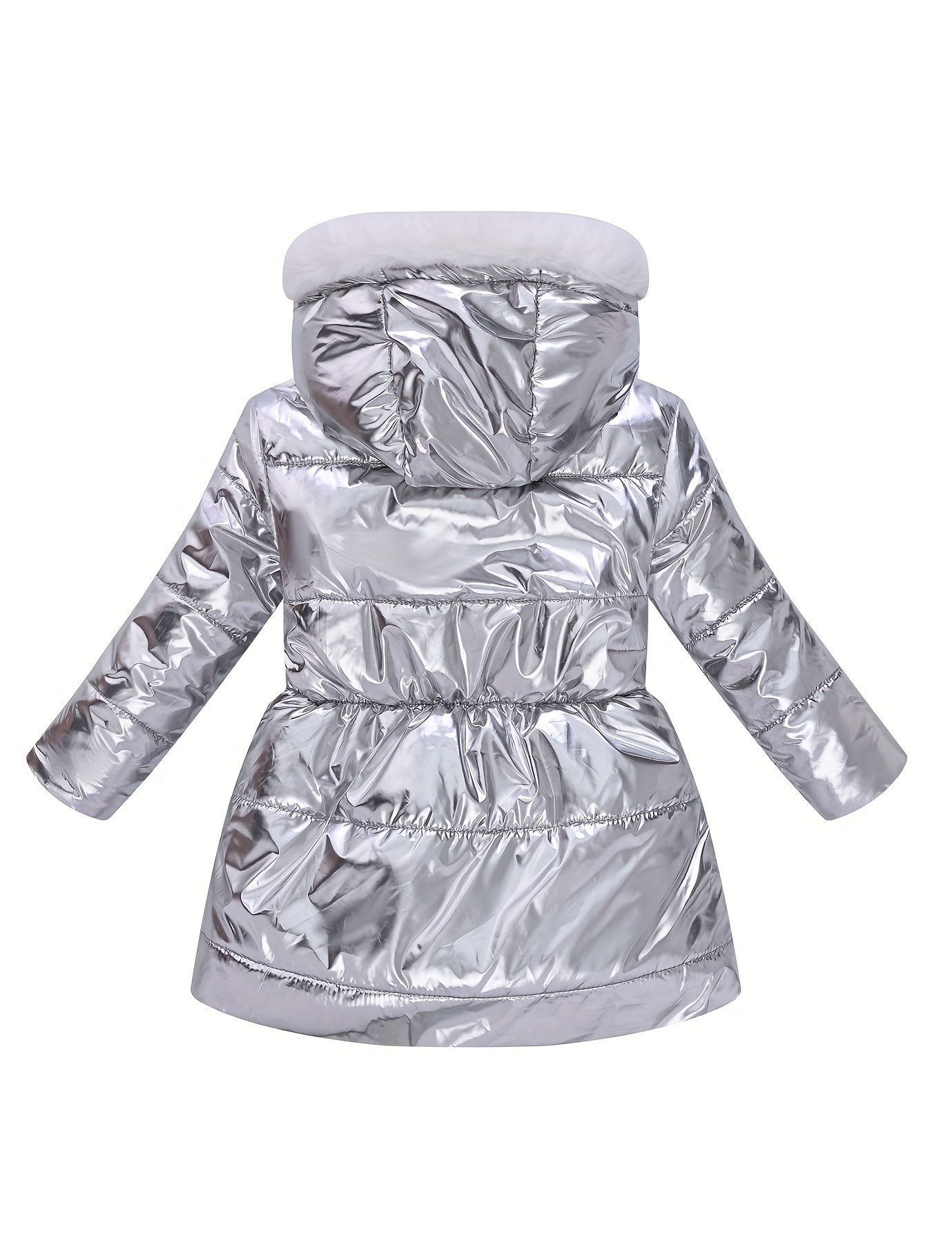 For Girls Thermal Fleece Lined Hooded Elegant Tie Dye/Solid Color Preppy Down Alternative Jacket for Winter/Fall