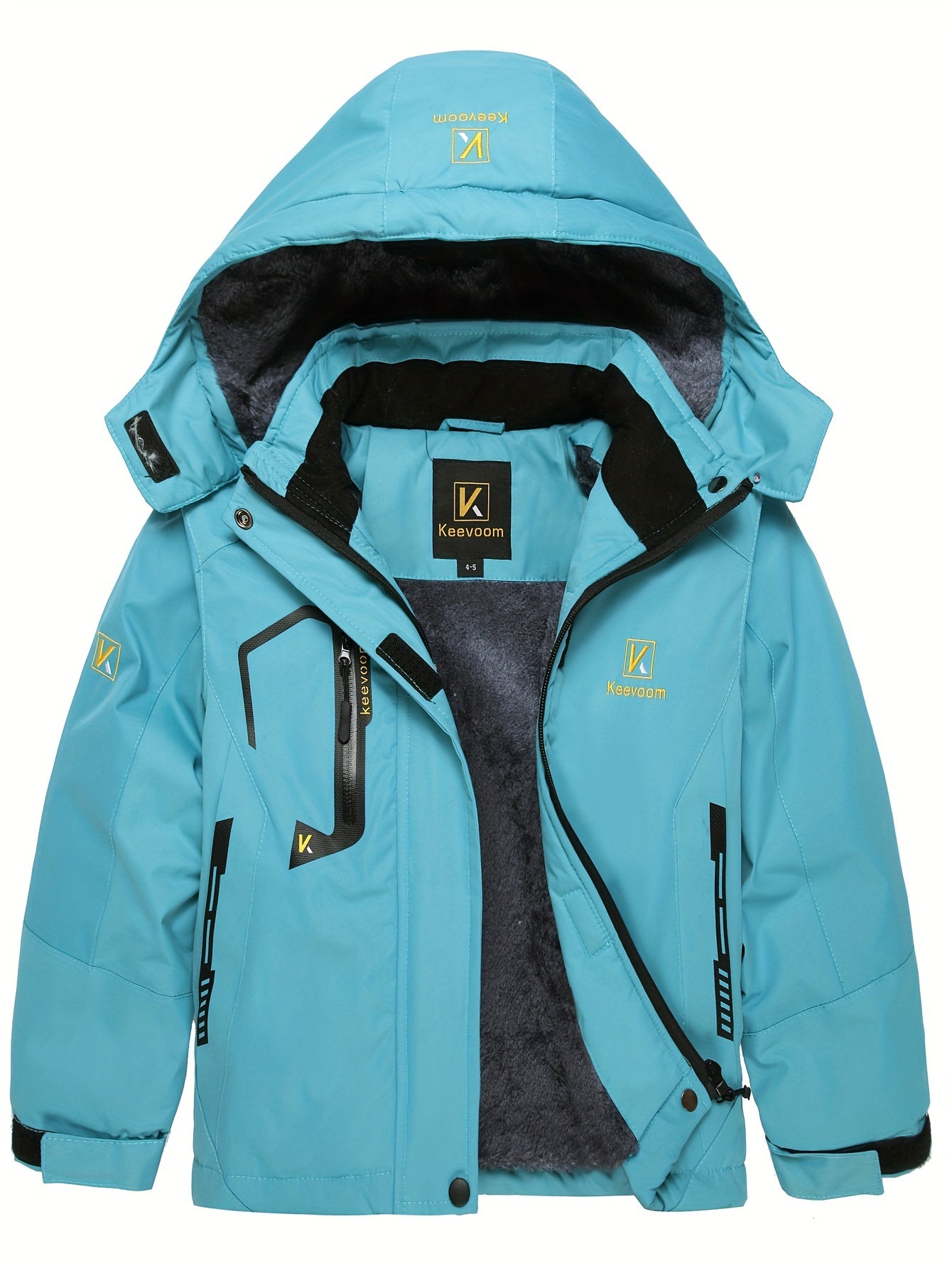 Waterproof Girl's Winter Ski Jacket, Fleece Snow Coat with Removable Hood, Windproof and Warm for Snowboarding