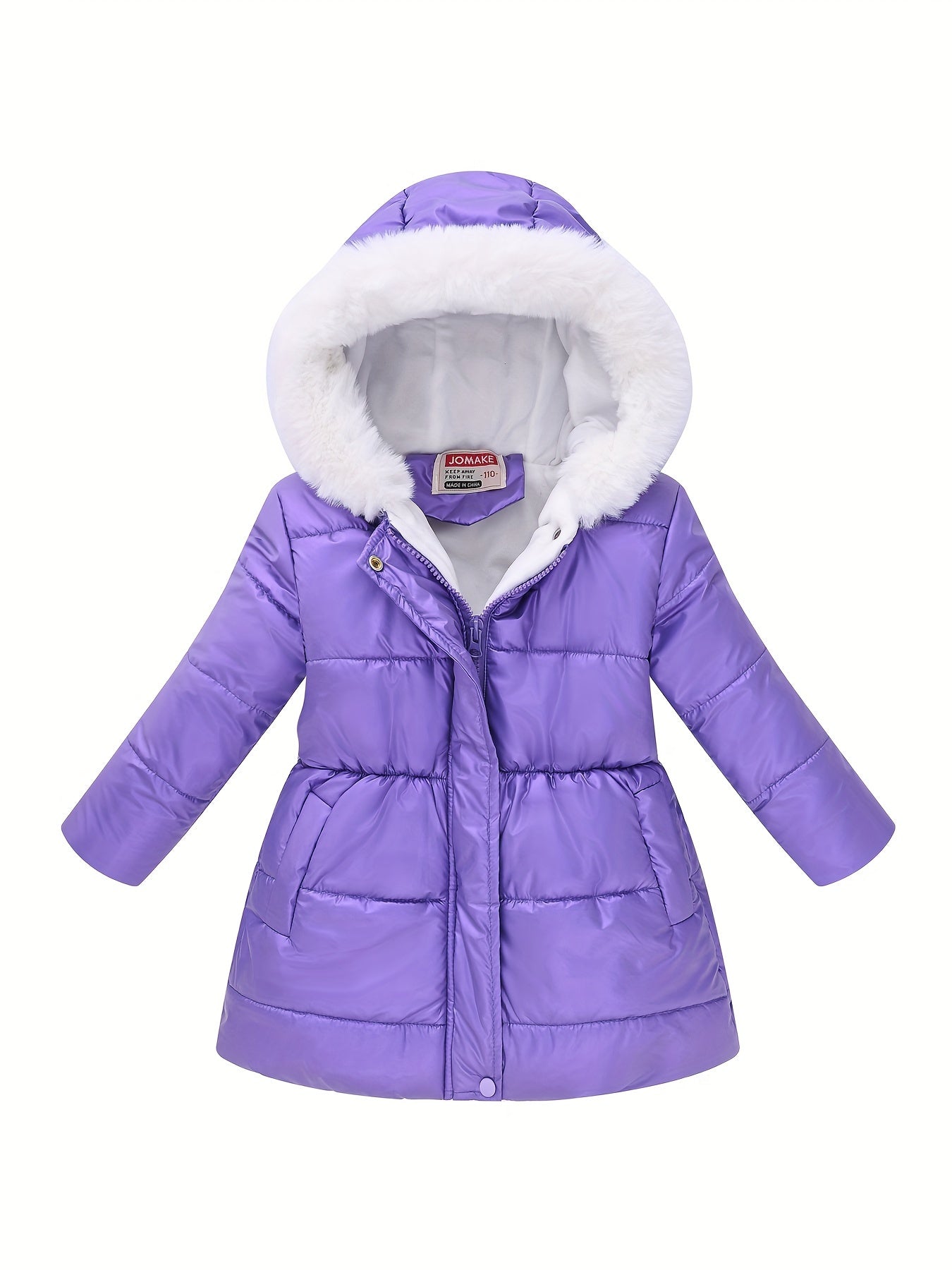 For Girls Thermal Fleece Lined Hooded Elegant Tie Dye/Solid Color Preppy Down Alternative Jacket for Winter/Fall