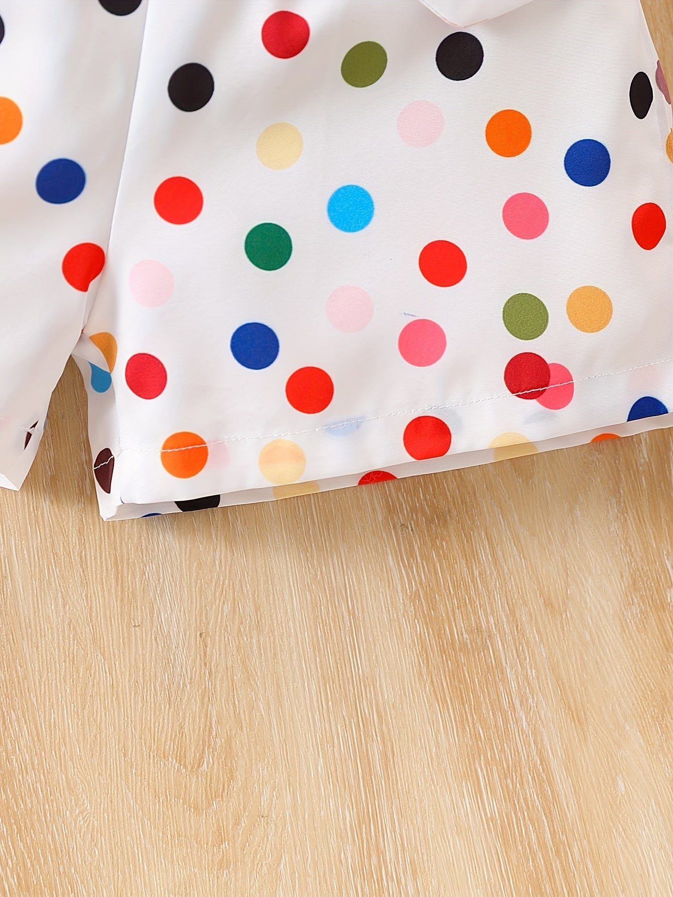 2pcs Dreamy Polka Dot Print Sleeveless Top + Shorts Set with Ruffle Trim and Bow Belt for Girls Summer Outfits