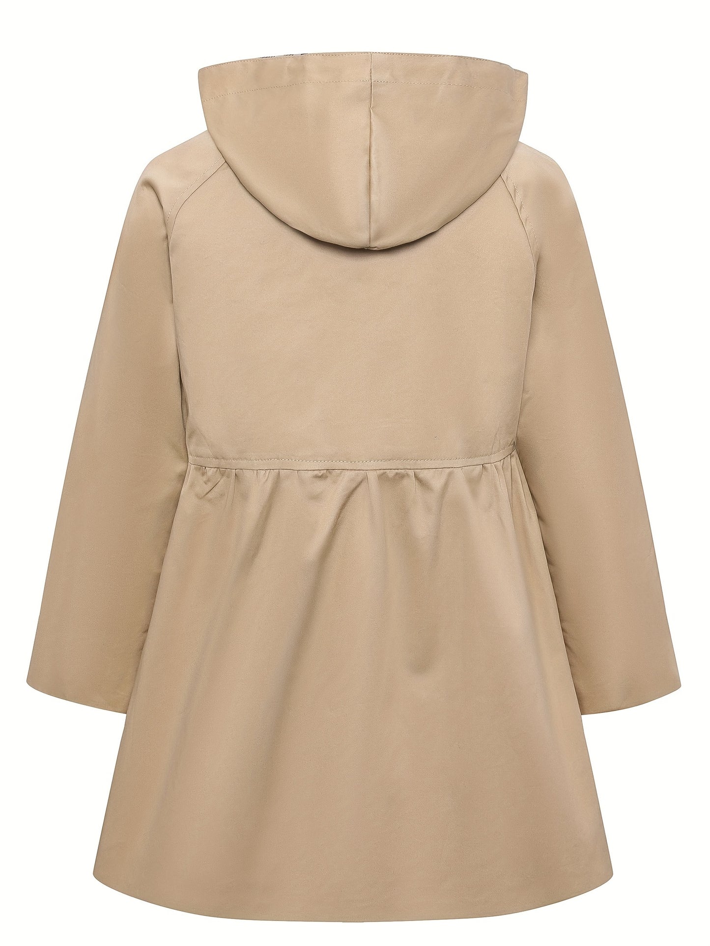 Girls Cute Button Up Trench Coat, Classic Lapel Coat, Elegant Trench Coat For Girls, Perfect For Daily Wear And Casual Outings In Spring And Autumn