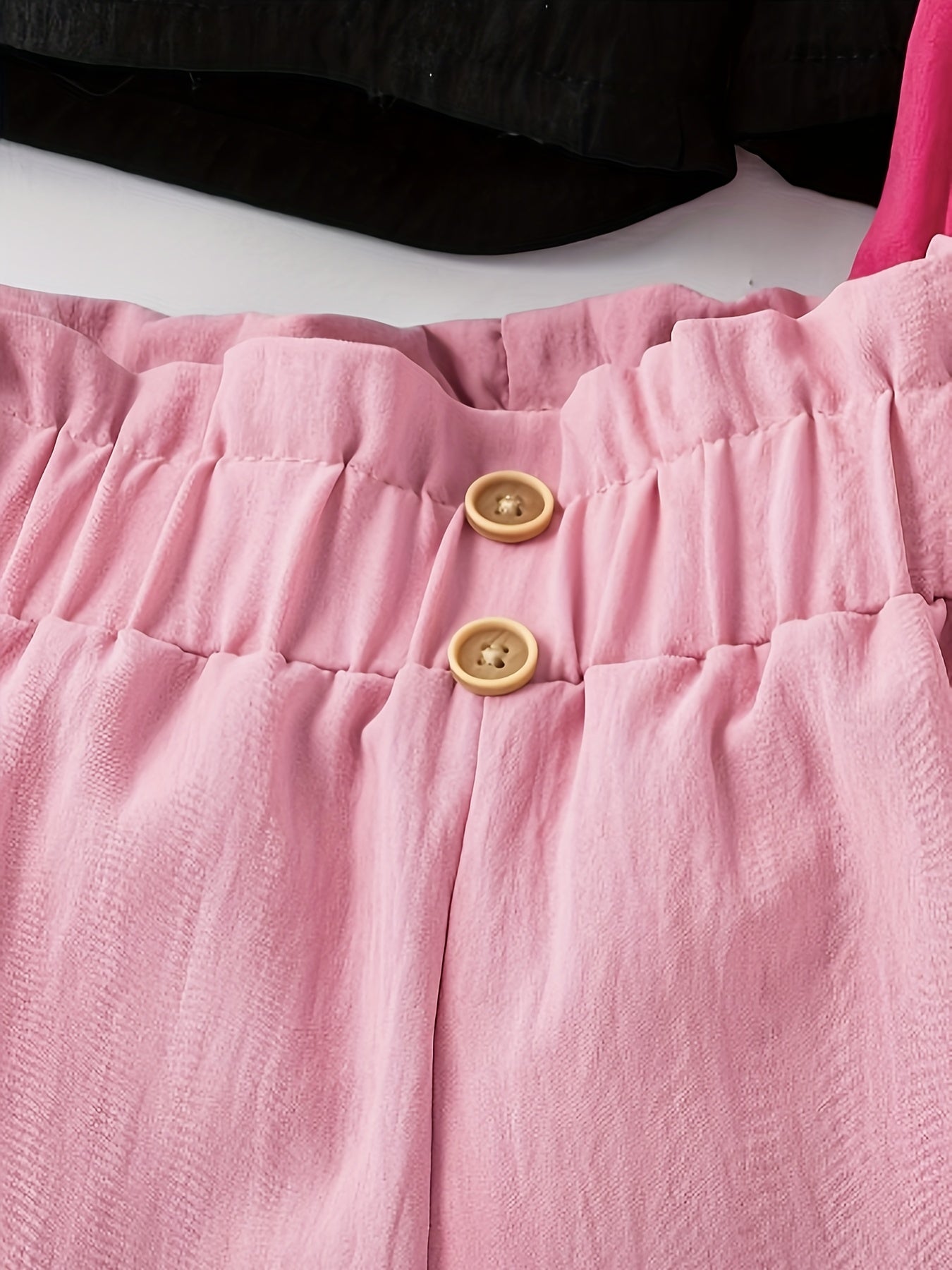 4pcs Girls’ Solid Color Button Decor Shorts – Casual & Comfortable for Spring & Summer