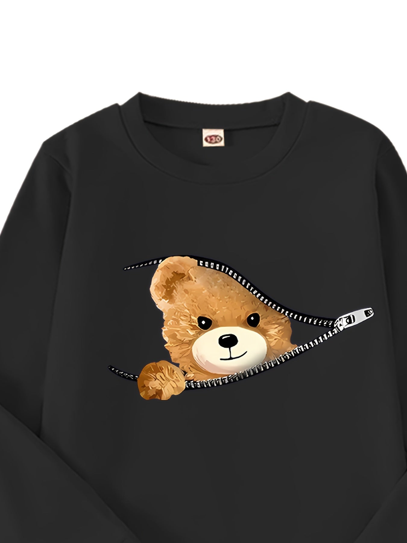 4-Pack Boys’ Teddy Bear Long Sleeve T-Shirts – Cute Cartoon Prints for Autumn/Winter