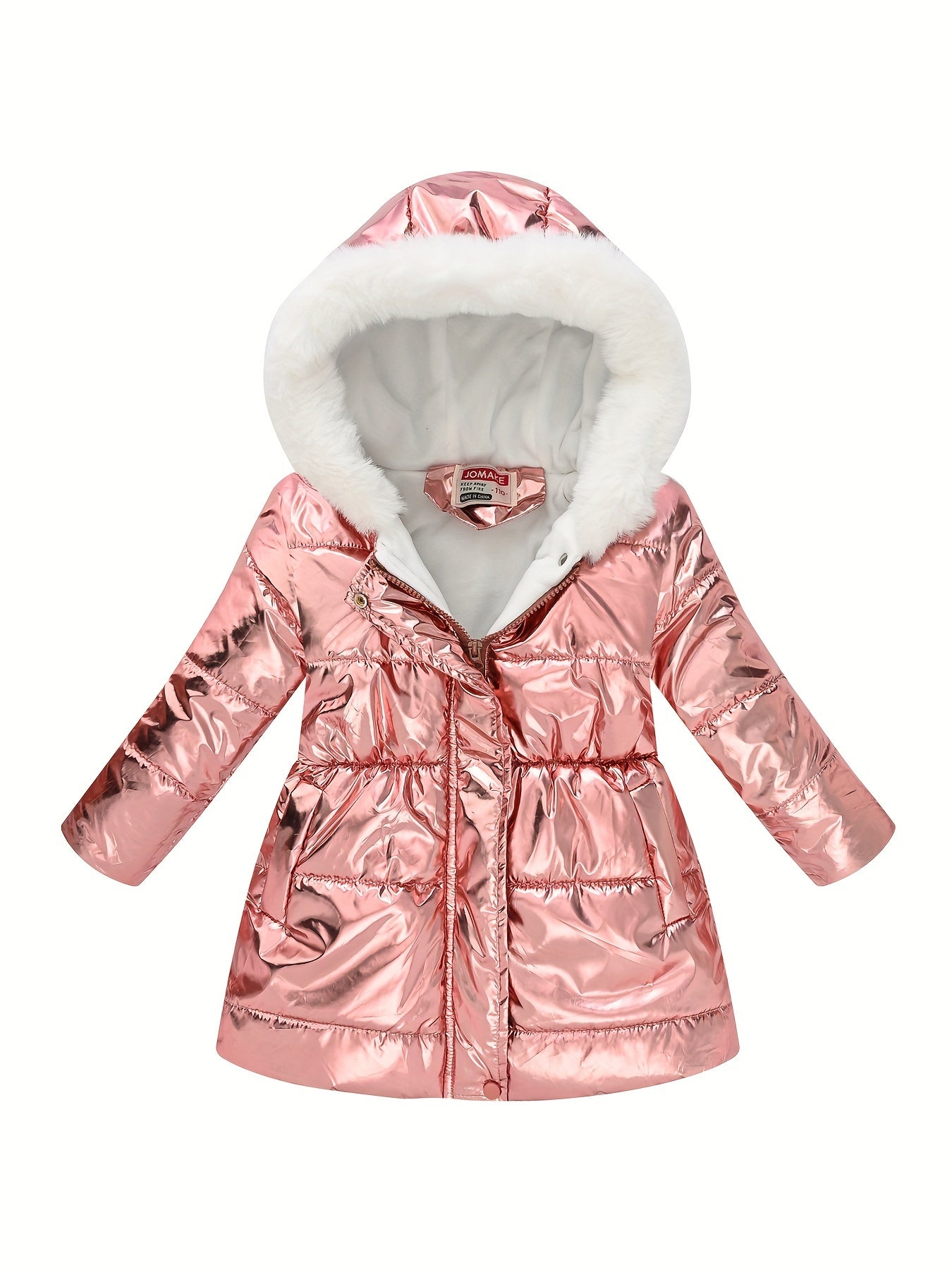 For Girls Thermal Fleece Lined Hooded Elegant Tie Dye/Solid Color Preppy Down Alternative Jacket for Winter/Fall