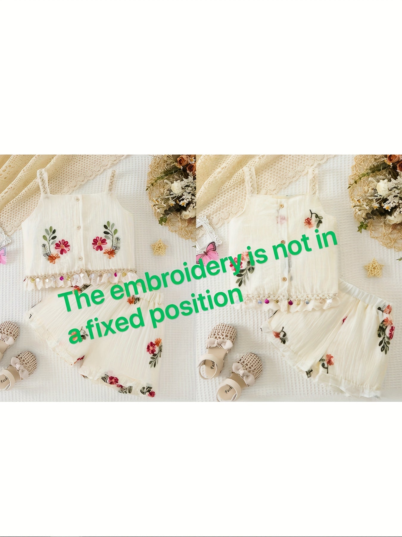 Mori Style Little Girls Set, Lace Hem Camisole + Shorts Two-piece Set