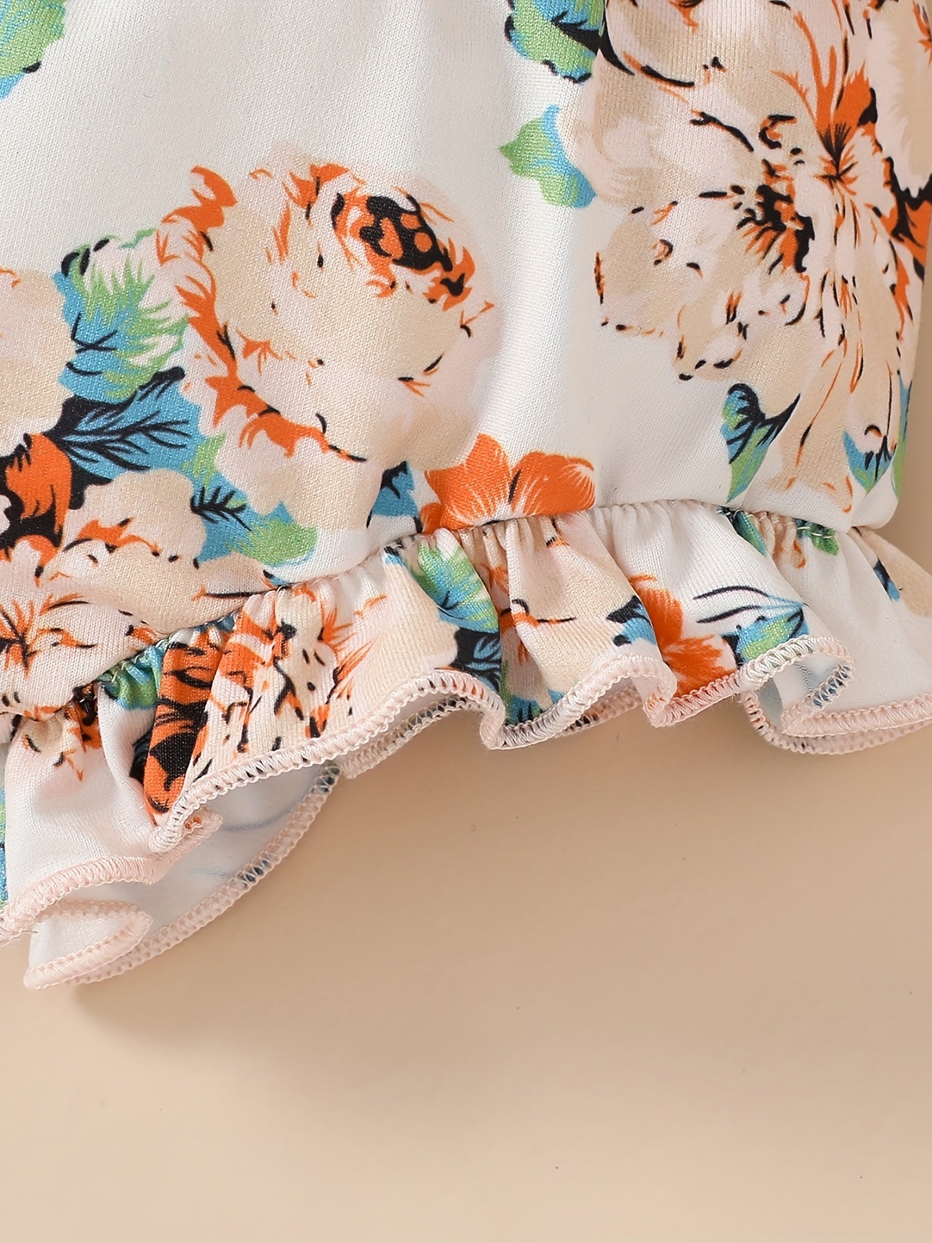 3pcs Baby Girls’ "Daddy's Girl" Ruffle Sleeve Onesie, Floral Shorts & Headband – Summer Outdoor Set