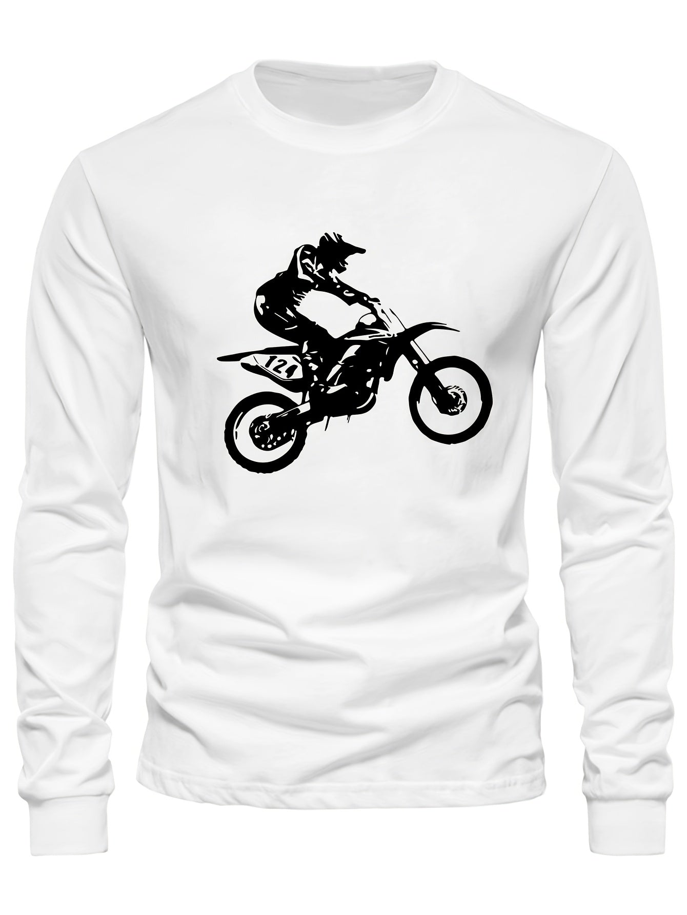 Long Sleeve Men's Crewneck T-shirt - Comfortable Fabric with Bright Graphic Print Design, Classic Fashion Thule Casual