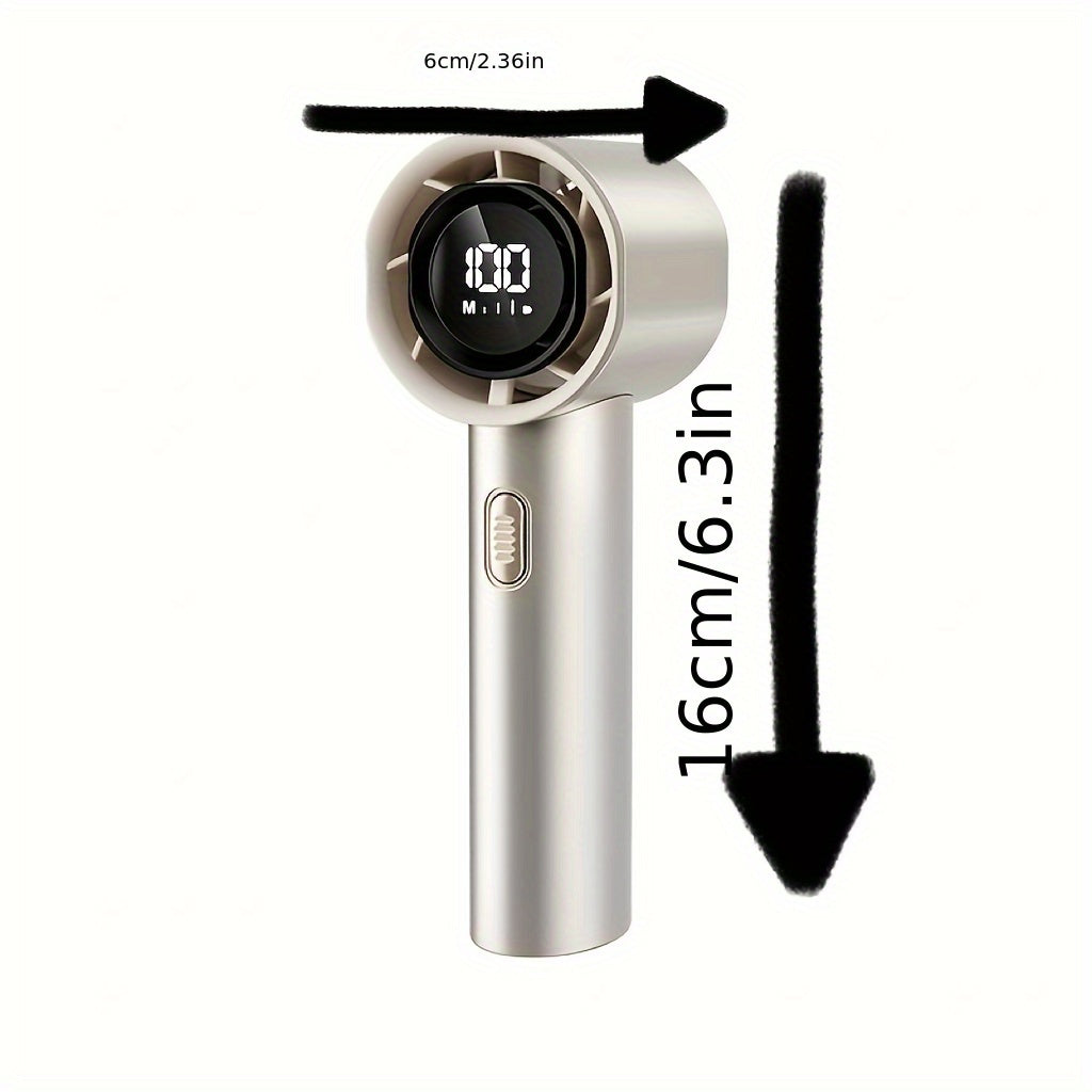 USB Rechargeable Handheld Fan, 1-100HighSpeed Hand Fan Adjustable Turbo Mini Fan, Portable Desktop Fan, Adjustable Fan with Power Display, Small Fan for Travel, Outdoor, Shopping Mini