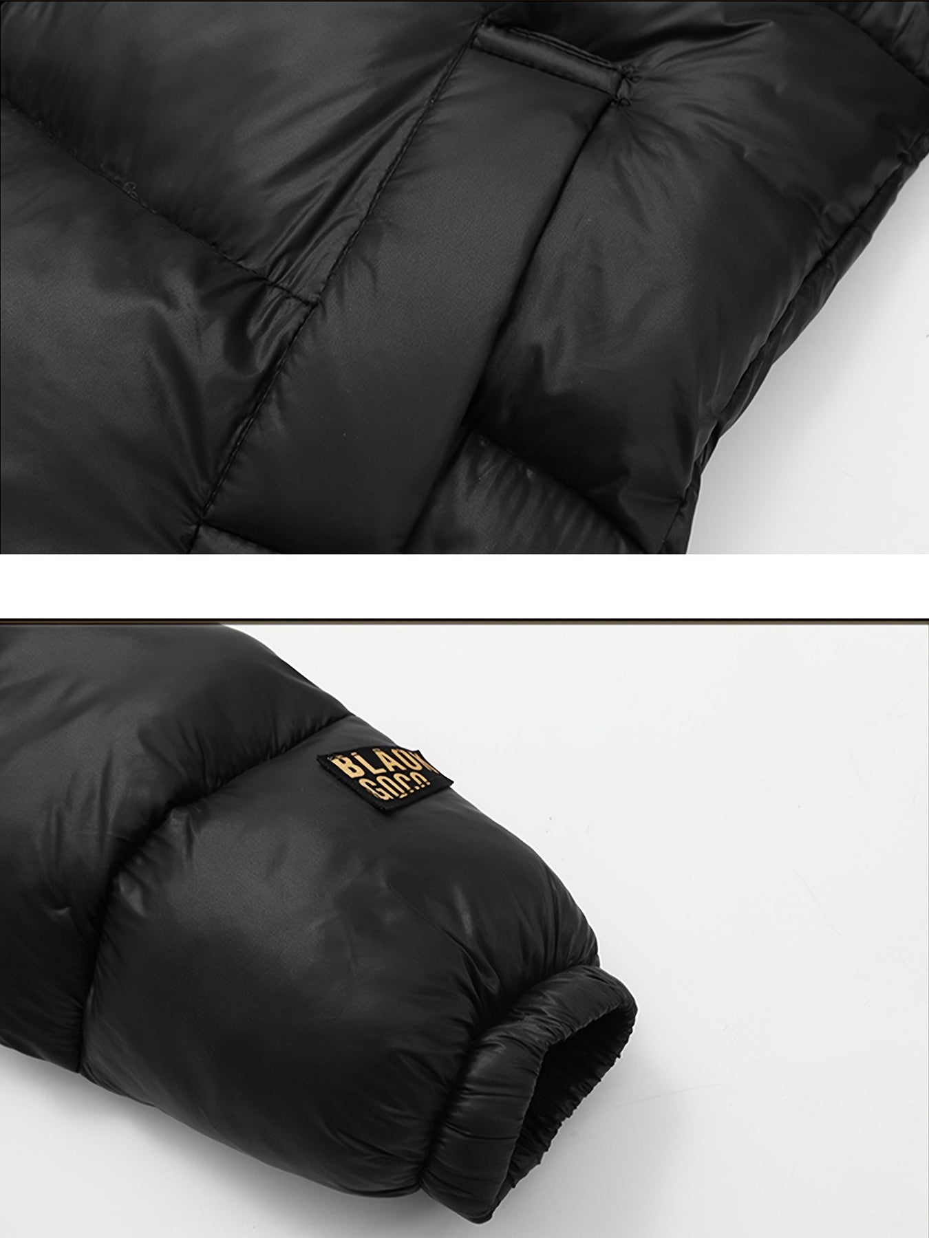 2024 Youngsters' Black & Golden Graphene-Lined Winter Jacket - Warm, Thick Padded Coat with Hood for Boys & Girls