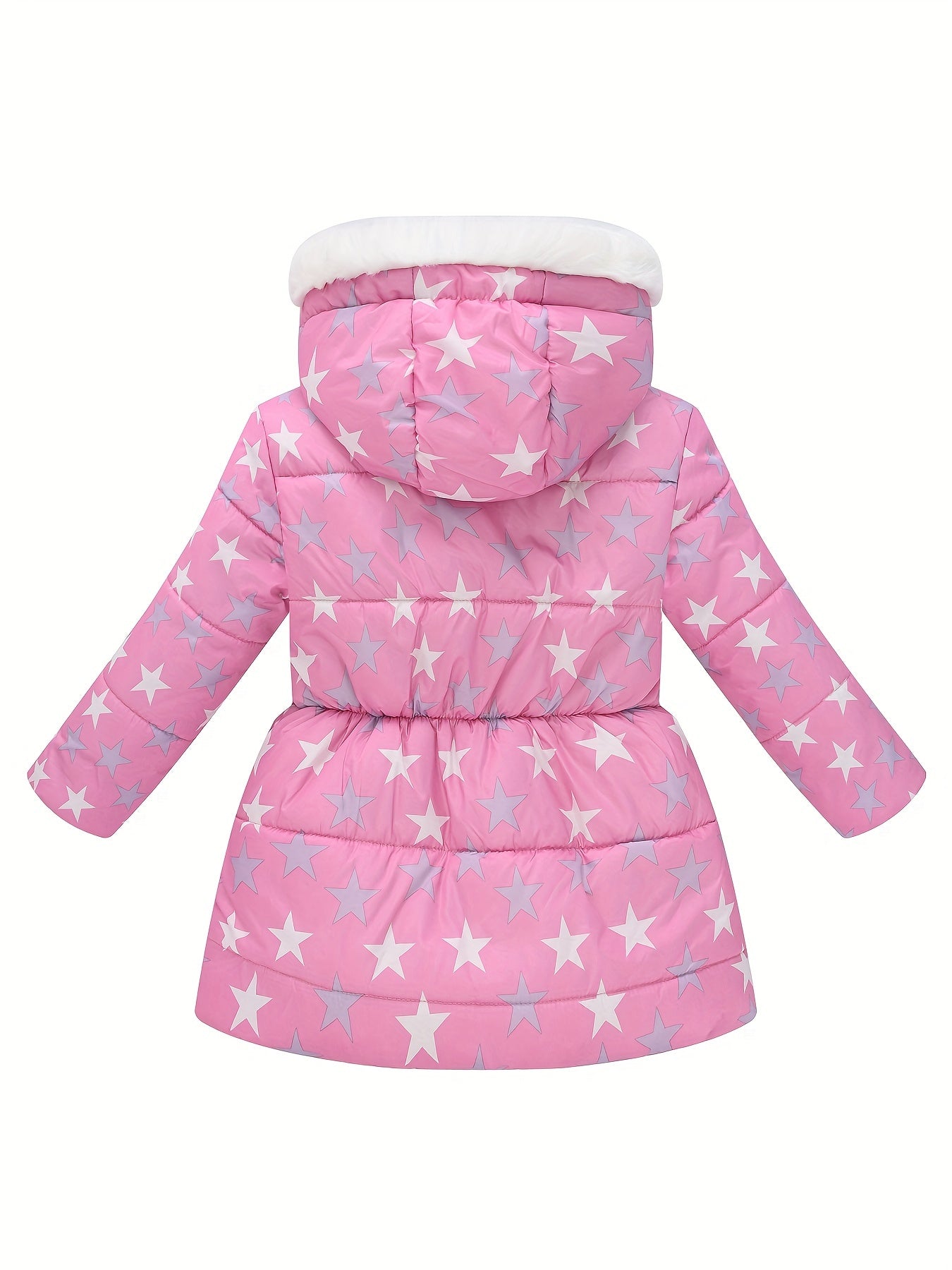 JOMAKE Girls' Cozy Fleece-Lined Hooded Jacket with Floral Print - Long Sleeve, Zip-Up Winter Outerwear for Youngsters