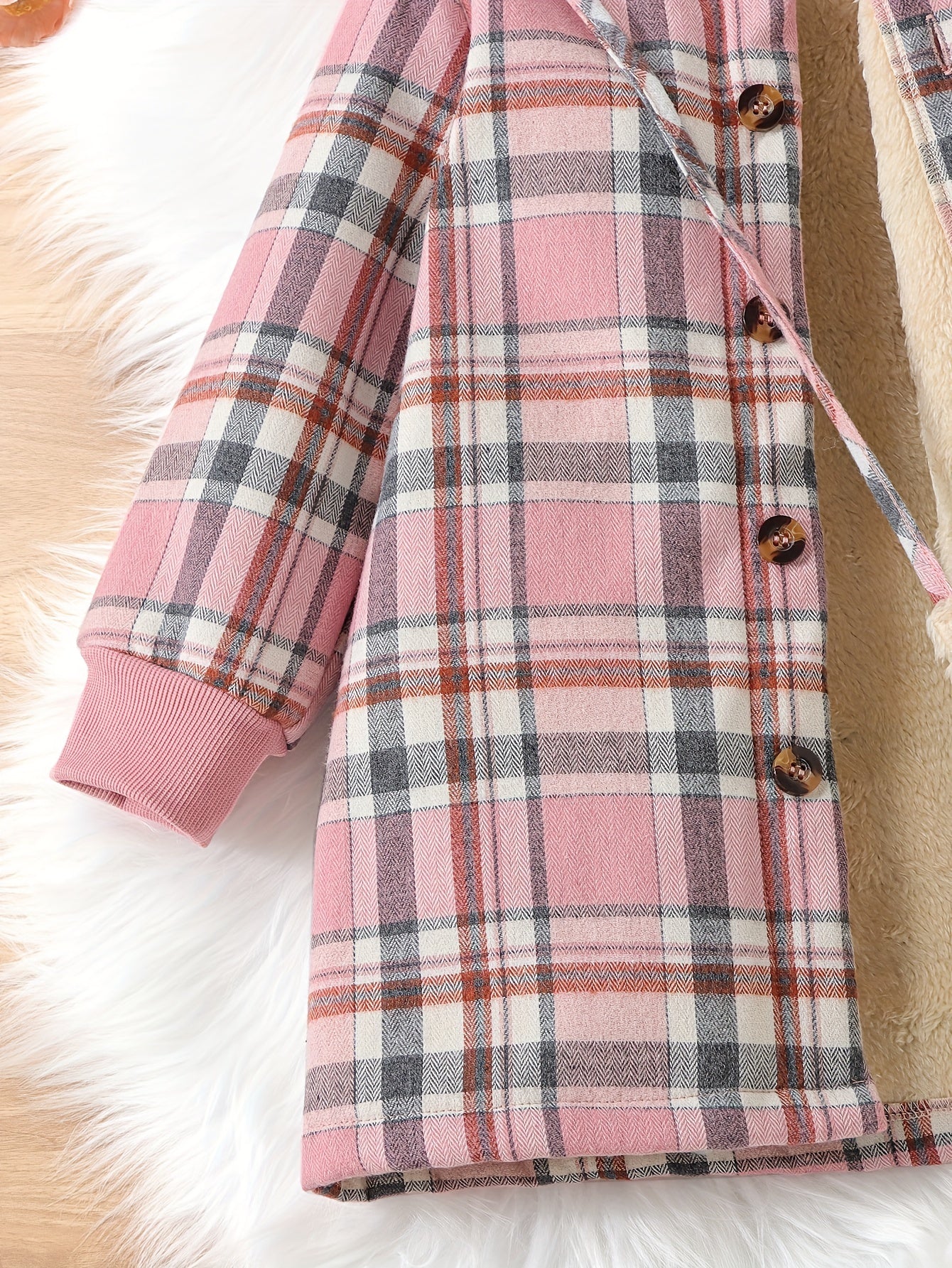 Thick Plush Liner Girls Winter Jacket & Bag, Warm Button Up Long Cardigan Hooded Coats For Autumn And Winter