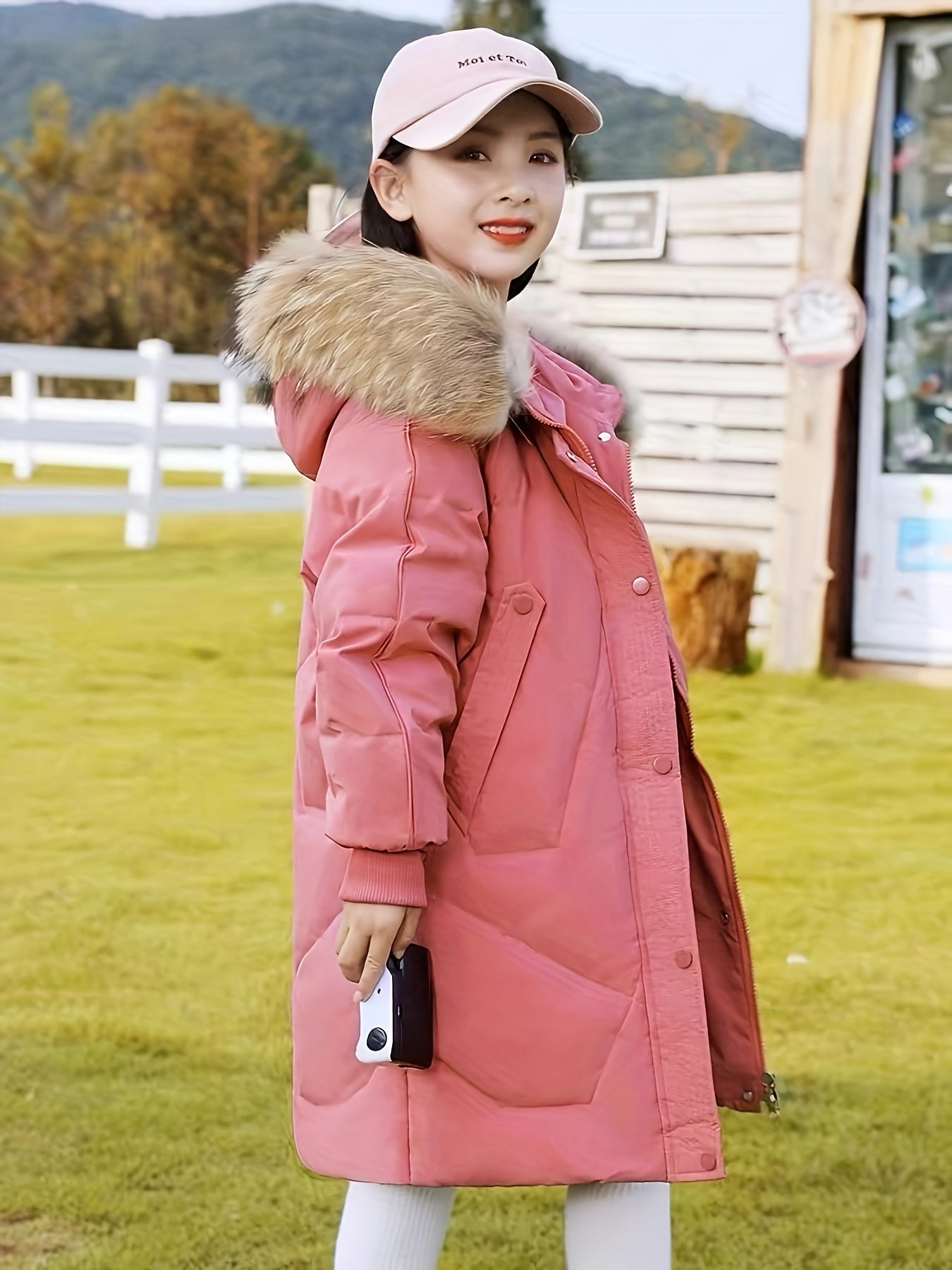 Chic Girls' Winter Parka - Thick, Waterproof Nylon Coat with Hood & Zip-Up Front, Casual Long Sleeve Outerwear for girls