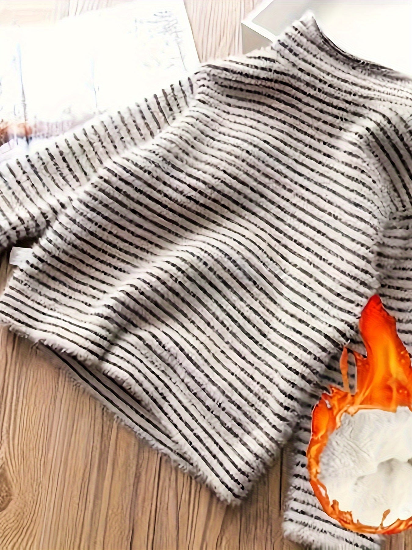 Girls Thermal Pullover Cozy Stretch Stripe Long Sleeve Mock Neck Layer Knit Top For Fall/Winter/ Spring