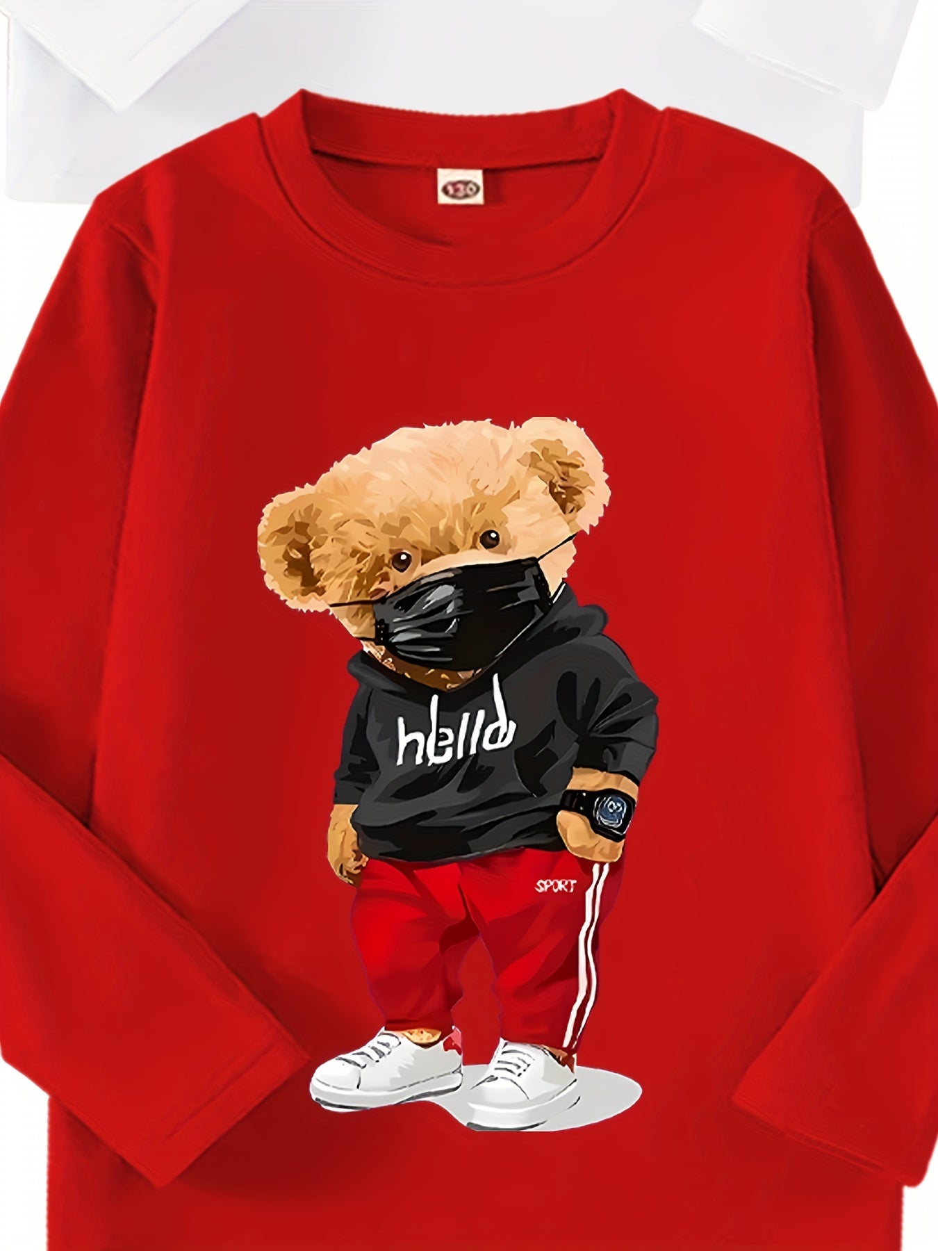 4-Pack Boys’ Teddy Bear Long Sleeve T-Shirts – Cute Cartoon Prints for Autumn/Winter