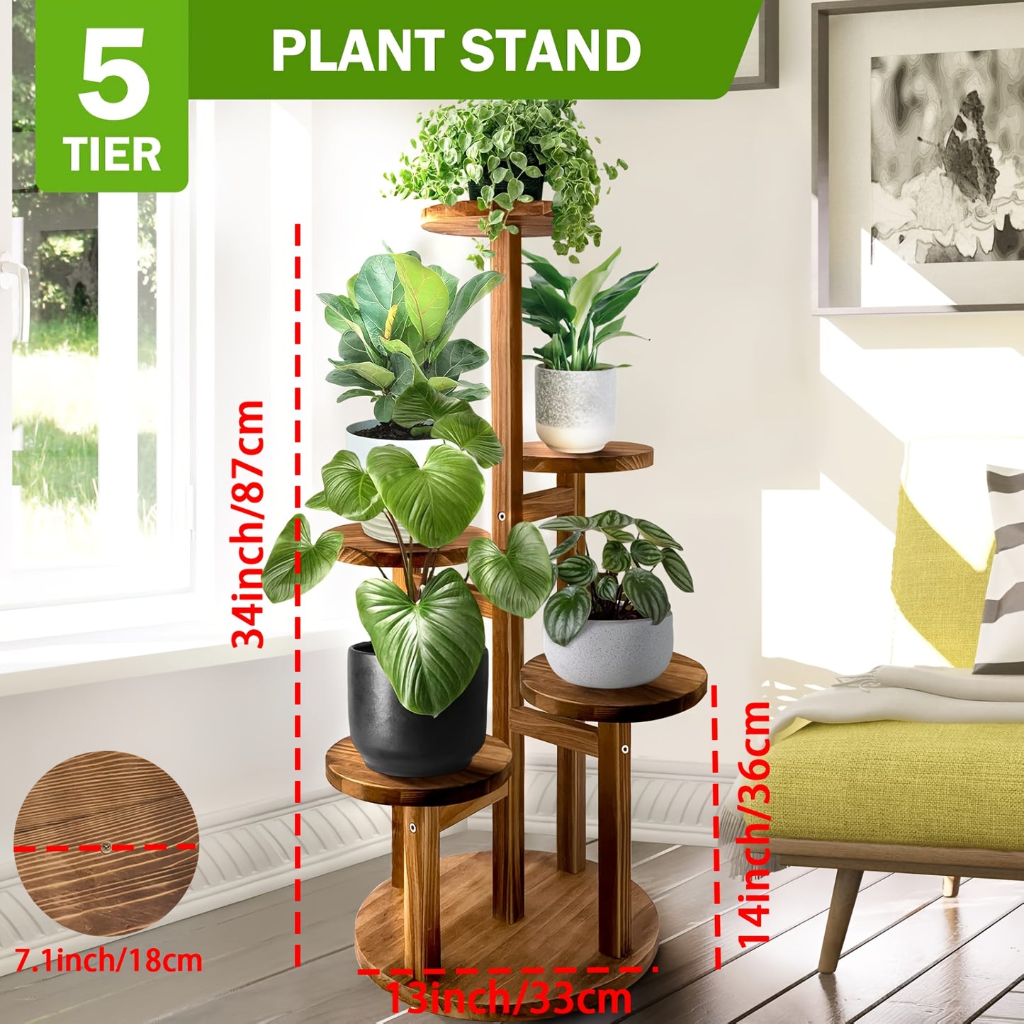 Set of 5 Self-Watering Plant Pots (5–7 Inch) – Plastic Planters with Drainage Holes & Saucers