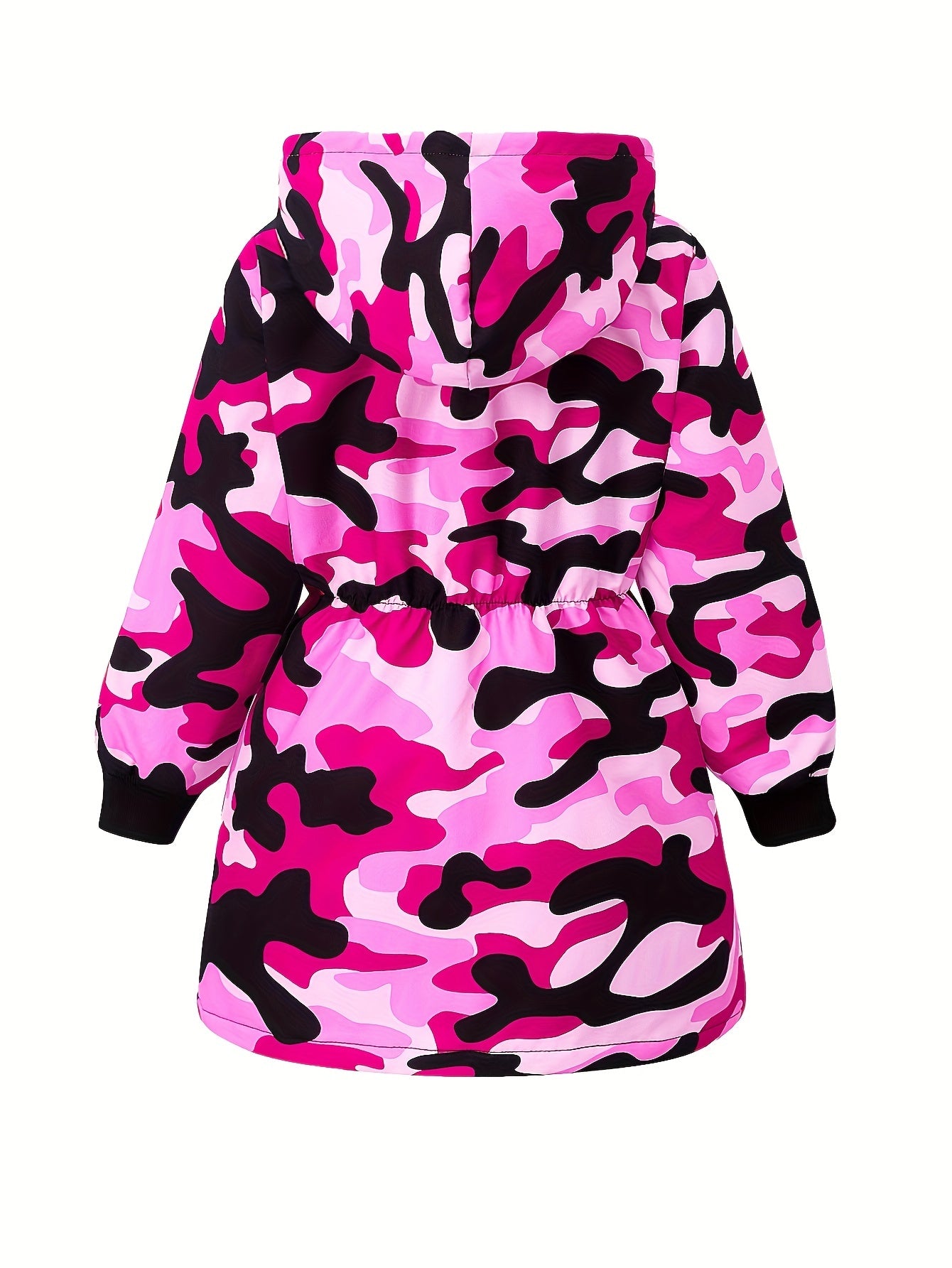 Girl's Camouflage Long Sleeve Hooded Jacket, Cute Trendy Versatile Fleece Lining Windproof Coat For Winter And Autumn