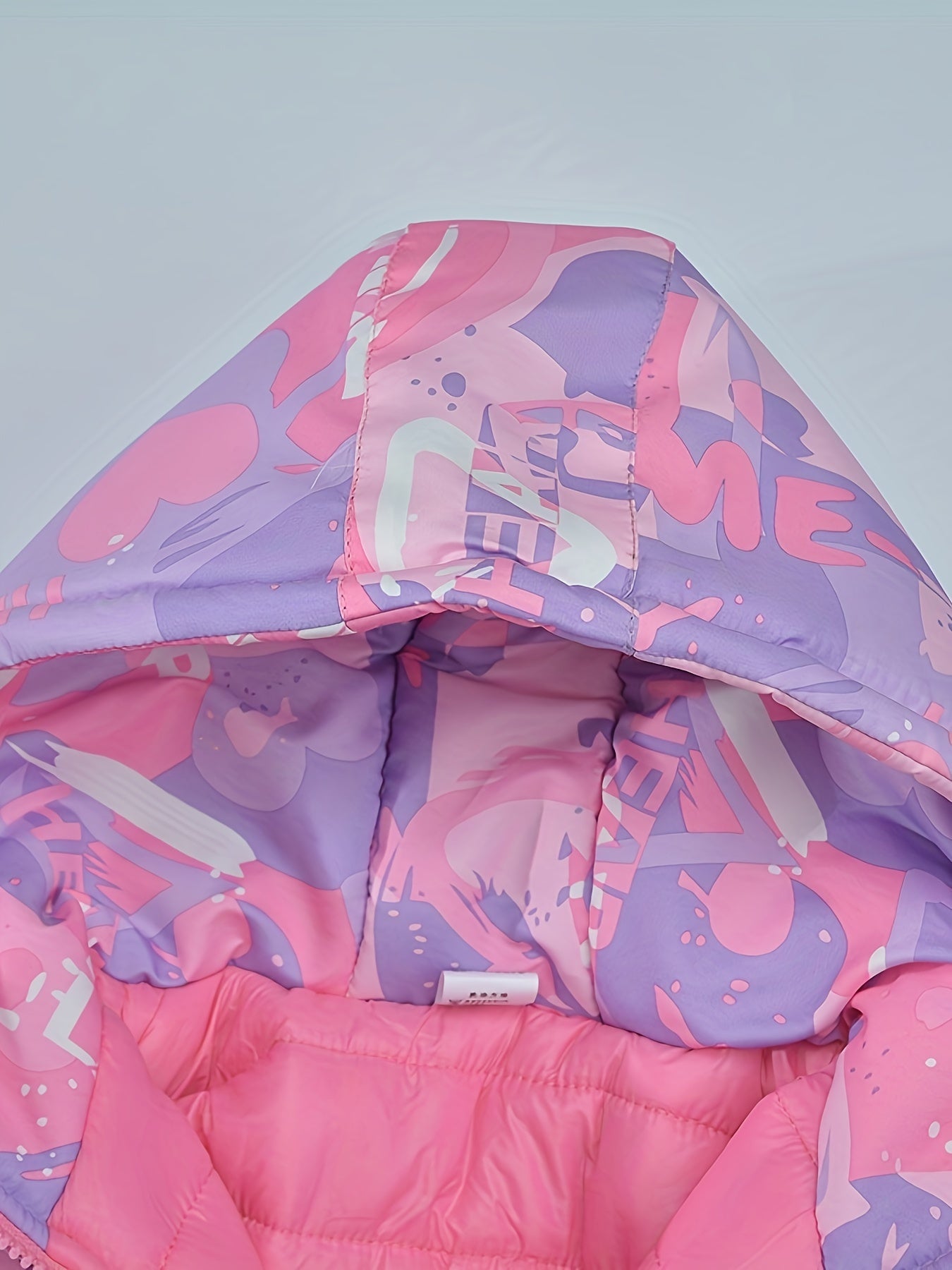 2024 Chic Girls' Hooded Puffer Jacket - Thick, Waterproof Winter Coat with Zip Closure & Cute Cartoon Print for Outdoor Fun