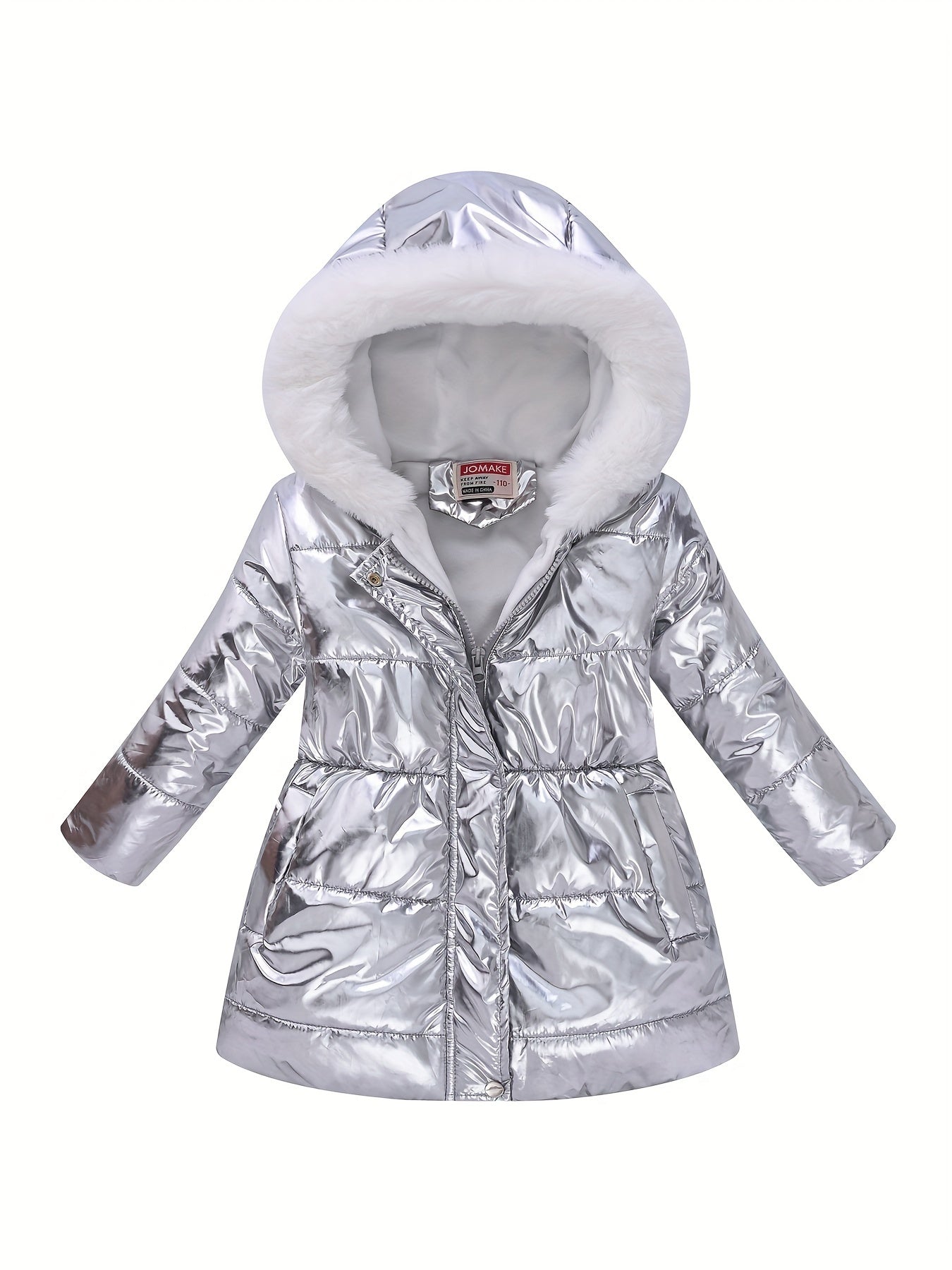 For Girls Thermal Fleece Lined Hooded Elegant Tie Dye/Solid Color Preppy Down Alternative Jacket for Winter/Fall