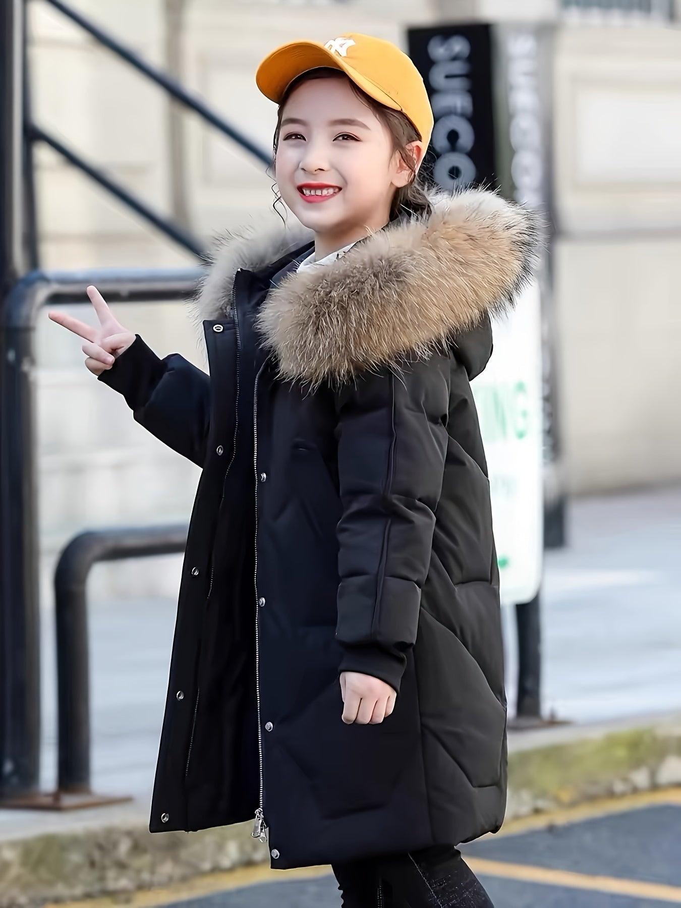 Chic Girls' Winter Parka - Thick, Waterproof Nylon Coat with Hood & Zip-Up Front, Casual Long Sleeve Outerwear for girls