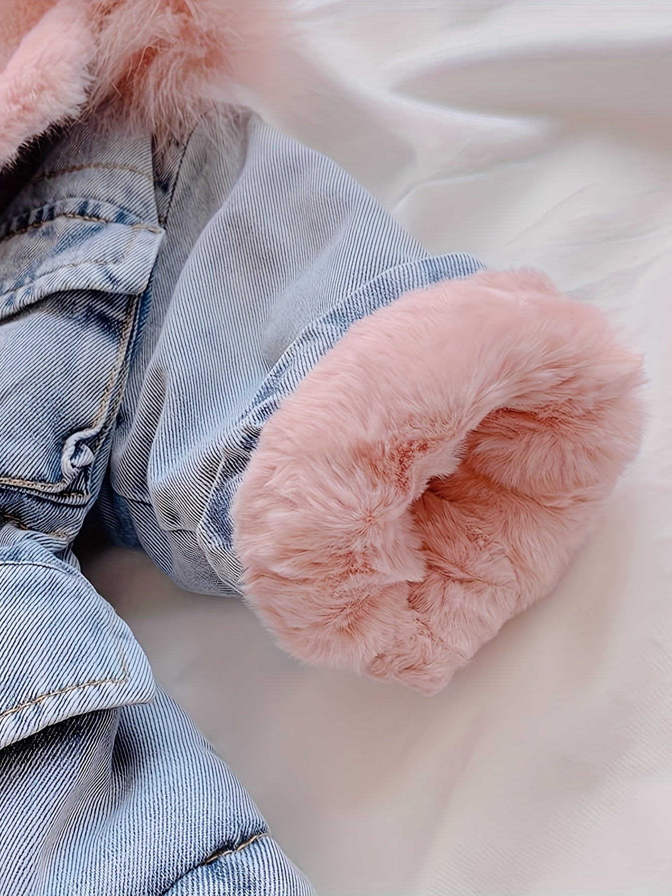 2024 Holly Oversized Denim Fur Hooded Winter Coat Jacket - Soft Faux Fur Lined, Water Resistant, Thicken Padded, Adjustable Hood, Zipper Closure, Stylish and Warm for Cold Weather