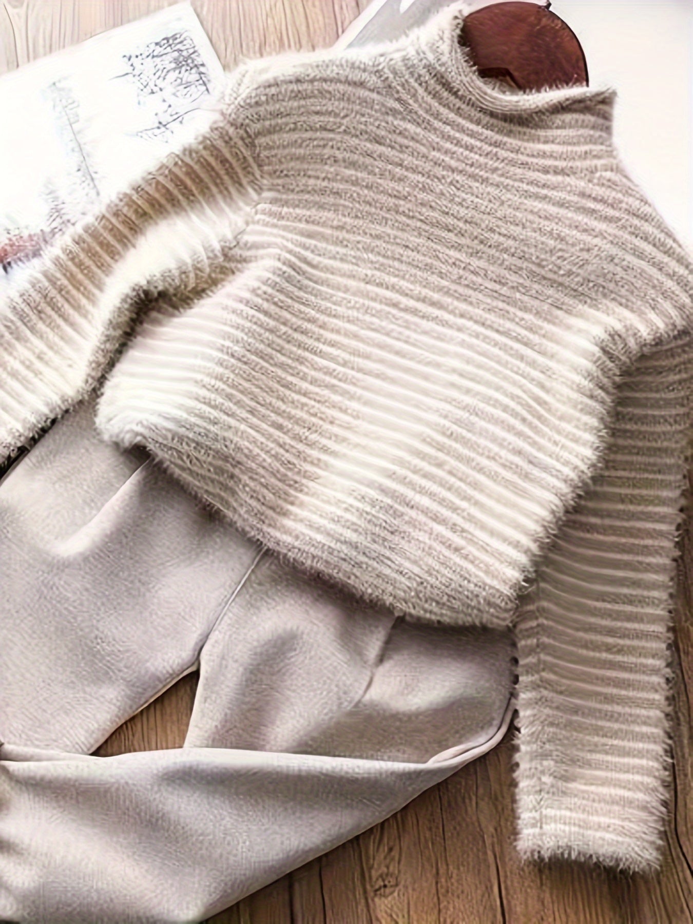 Girls Thermal Pullover Cozy Stretch Stripe Long Sleeve Mock Neck Layer Knit Top For Fall/Winter/ Spring