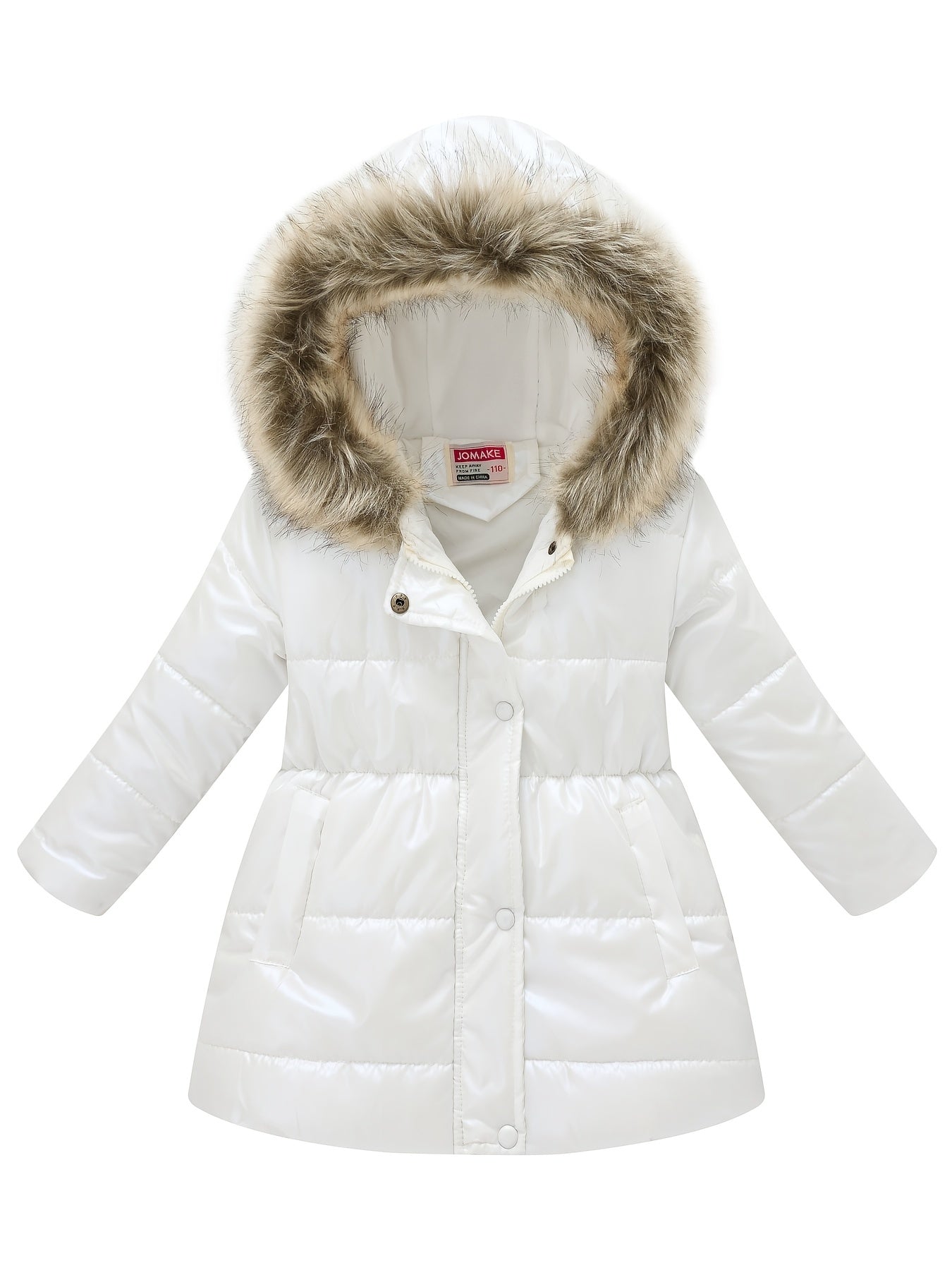 Thickened Down Alternative Girls Dressy Cute Hooded Jacket, Padded Thermal Outwear For Winter