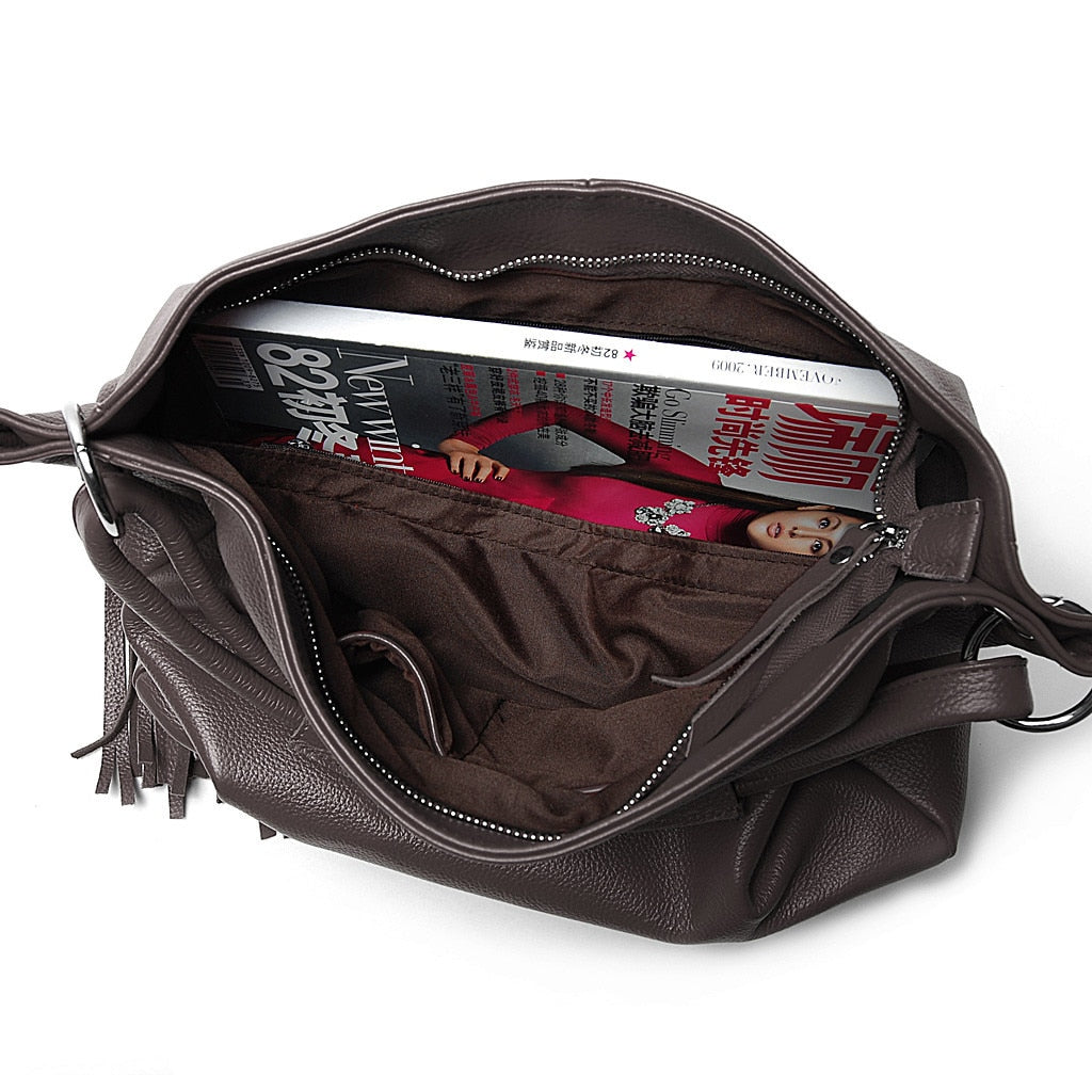 Zency 100% Soft Genuine Leather Tassel Women's Handbag