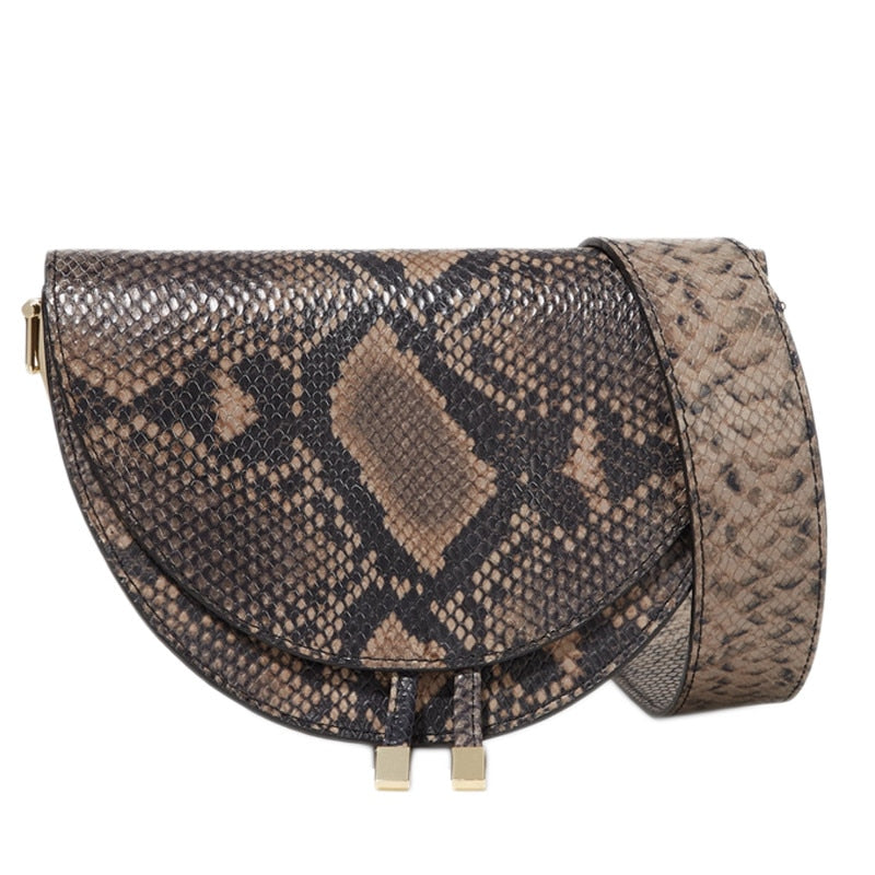 Fashion Snake pattern women shoulder bags clothing half circle