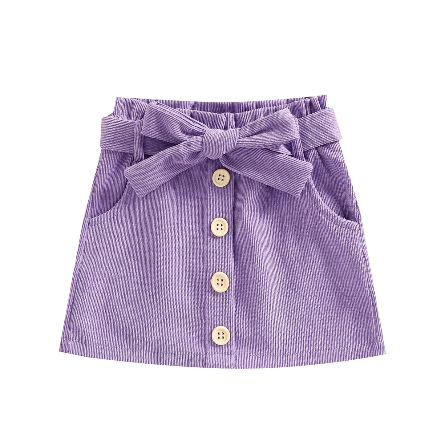 Ma&Baby 1-6Y Children Kid Baby Girls Skirts Corduroy Bow Button