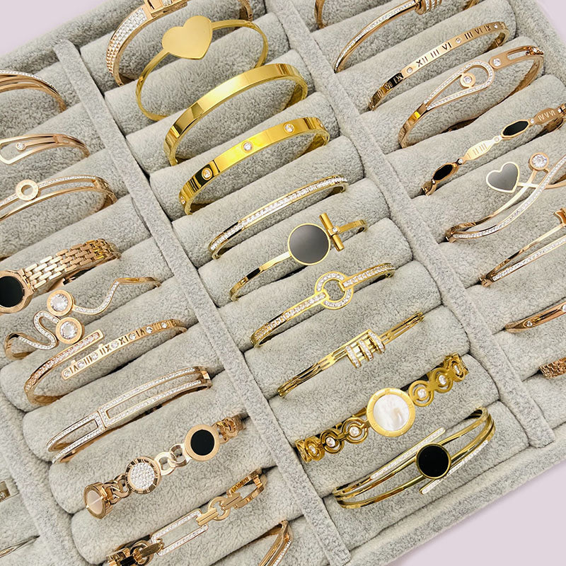 10 Pcs Mix Styles Stainless Steel Bangles – Fashion Jewelry for Women Wholesale