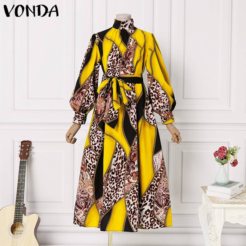 Women Holiday Maxi Dress 2022 VONDA Casual Tunic Long Maxi Dresses