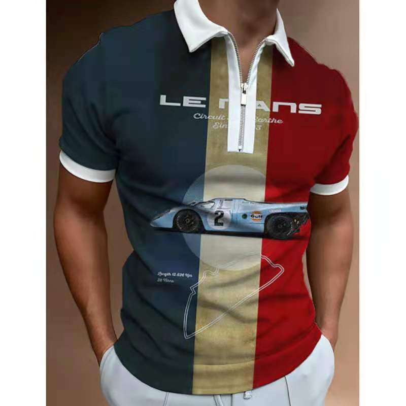Summer New Mens Polo Shirts Oversized Slim Clothes Vintage Short Sleeve Fashion