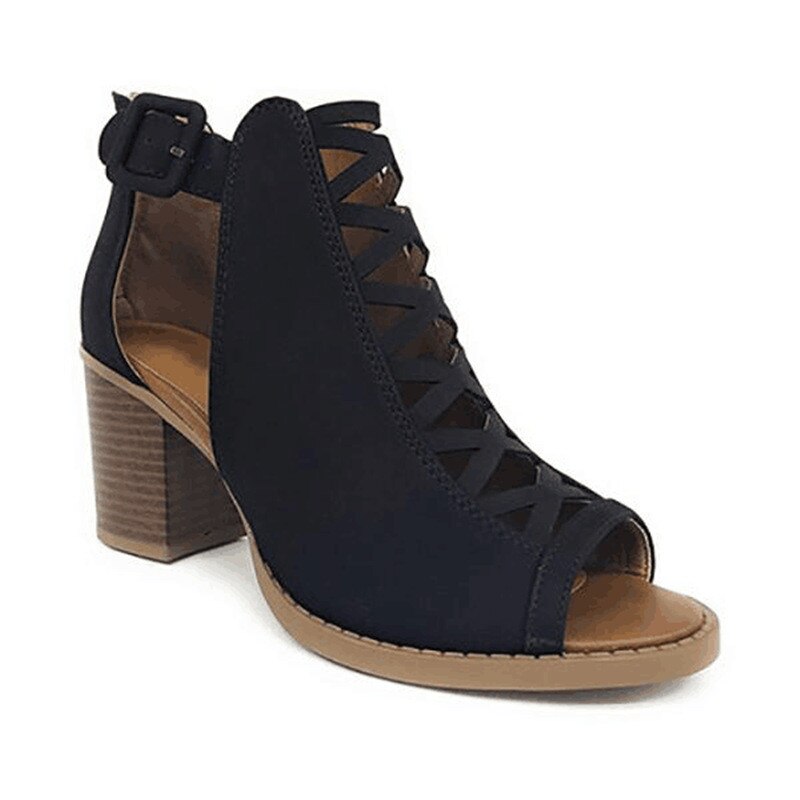 Women High Heels Fish Mouth Sandals Female Cover Chunky Heel Gladiator Sandals