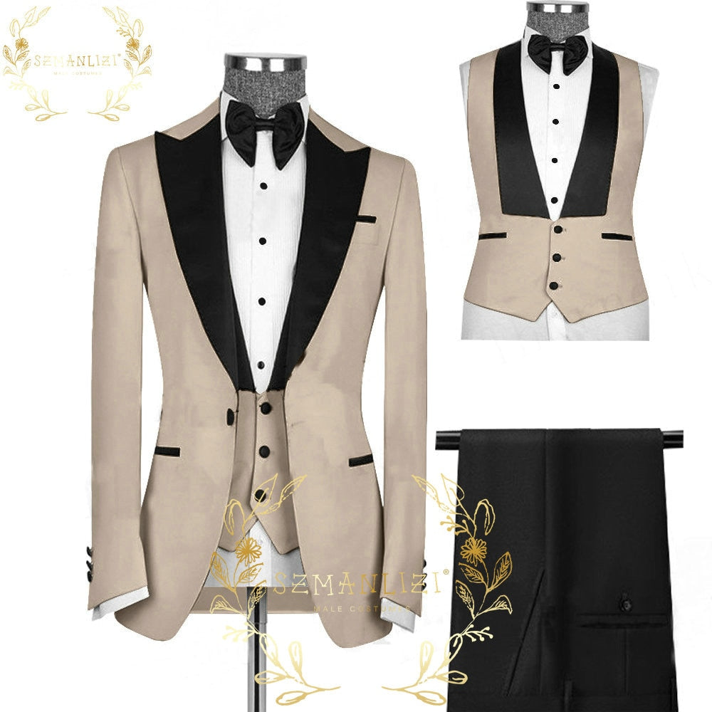 Men's Wedding Suits 2021 Italian Design Custom Made Black Smoking