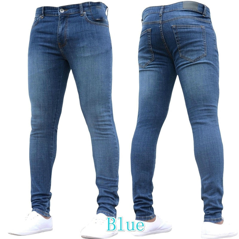 Jeans Men Casual Black Slim Pencil Pants Male Fashion Skinny Biker Pants