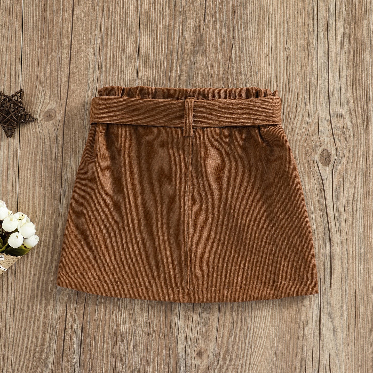 Ma&Baby 1-6Y Children Kid Baby Girls Skirts Corduroy Bow Button