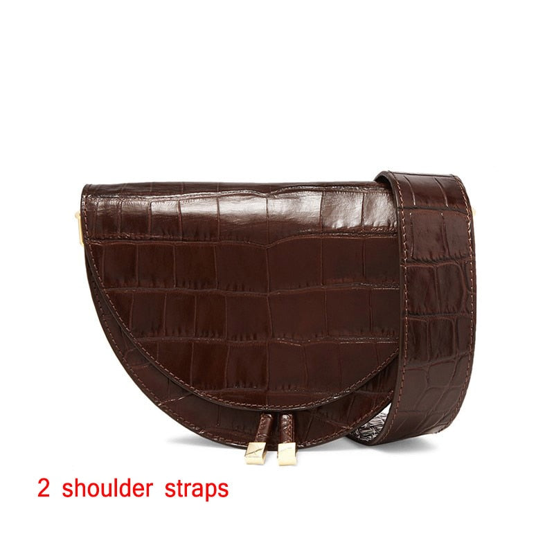 Fashion Snake pattern women shoulder bags clothing half circle